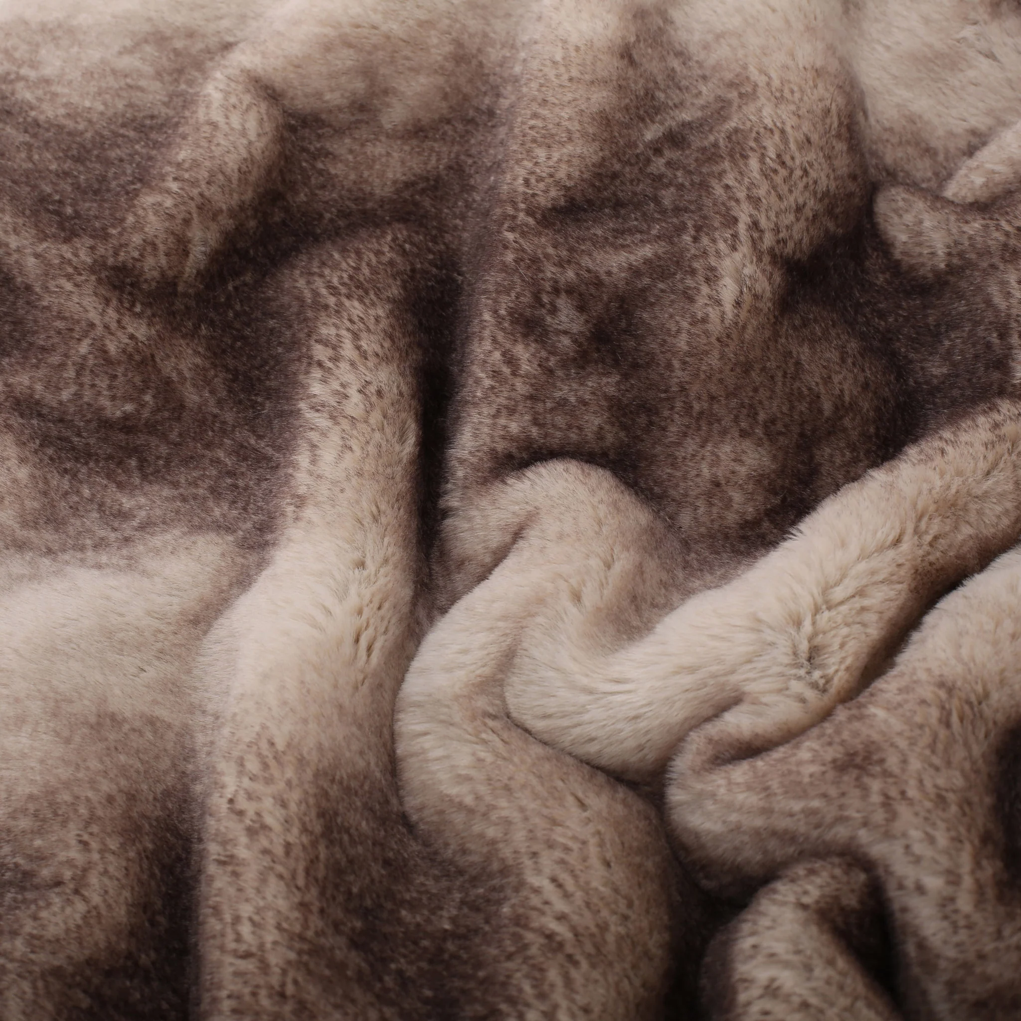 Meridian Plush Oak Brown Stripes Fur Fabric Bean Bag - furnishings