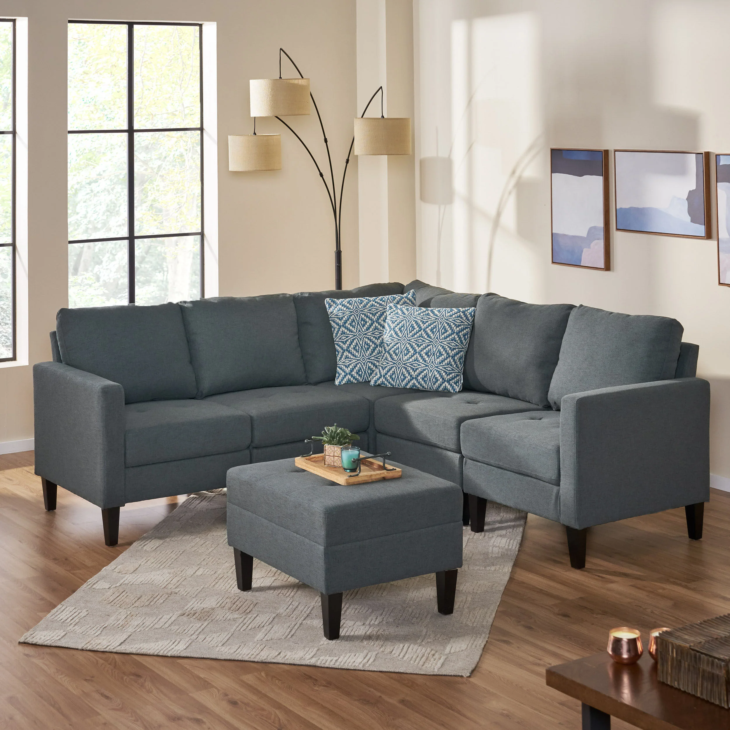 Bridger Fabric Sectional Couch with Ottoman - furnishings