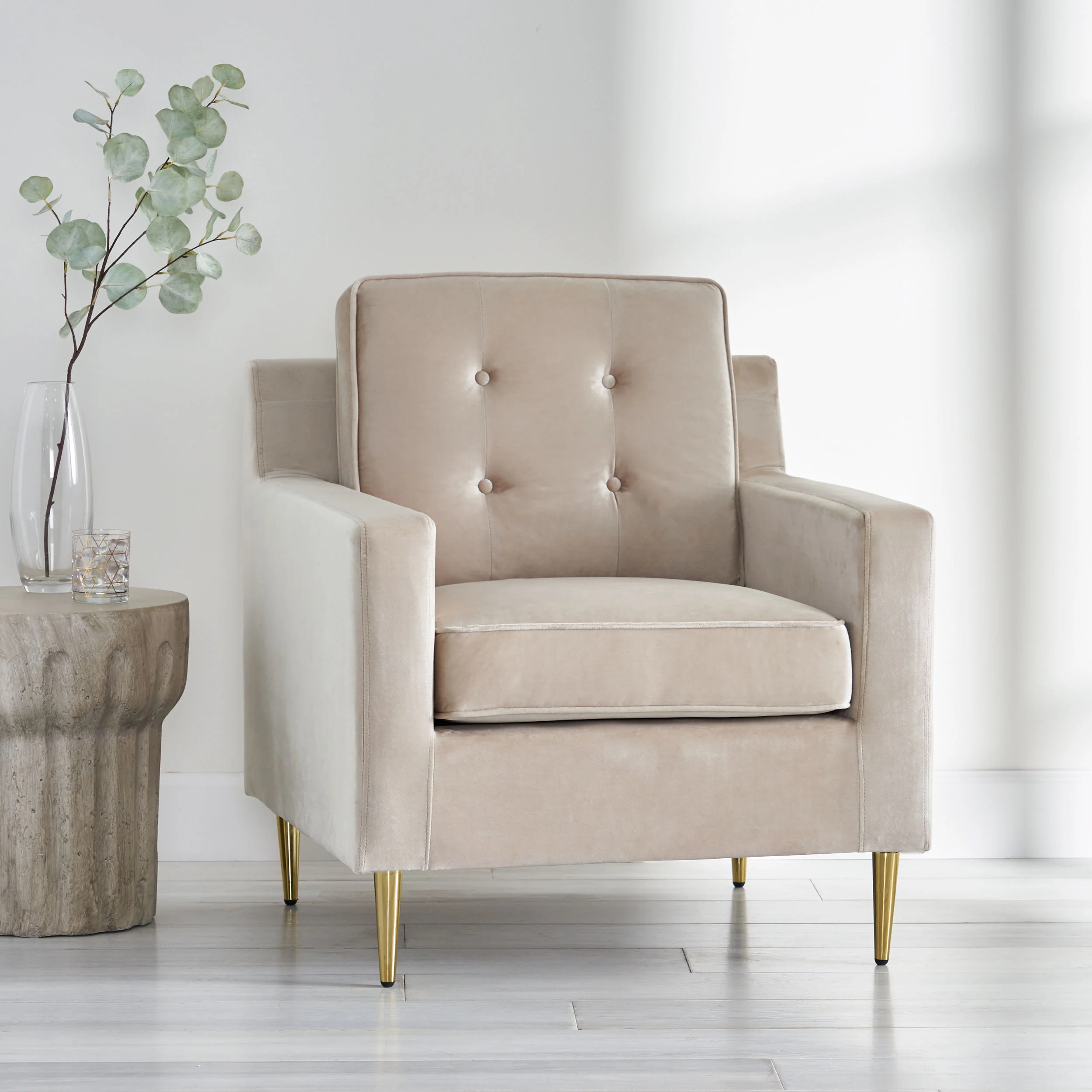 Taylea Modern Glam Tufted Velvet Club Chair - furnishings