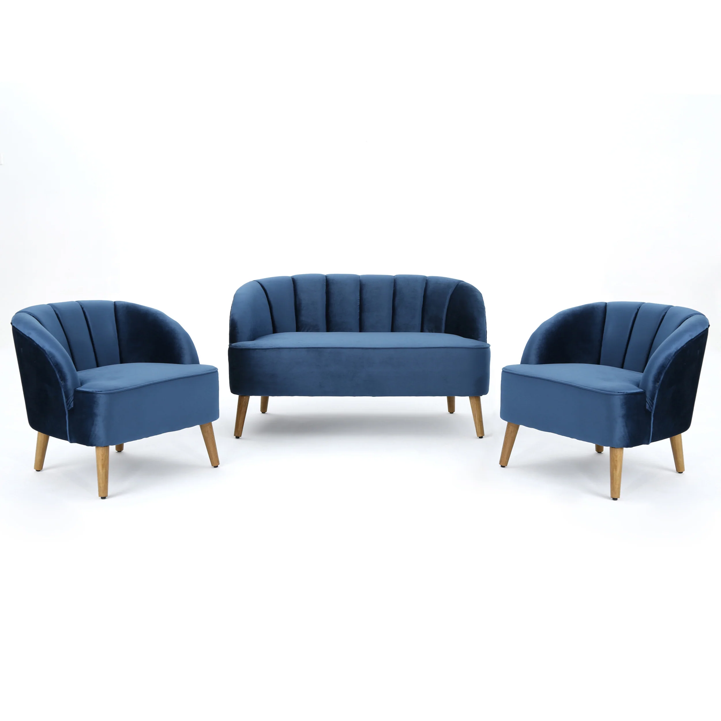 Scarlett Velvet 3-Piece Velvet Chairs & Couch Living Room Set - furnishings
