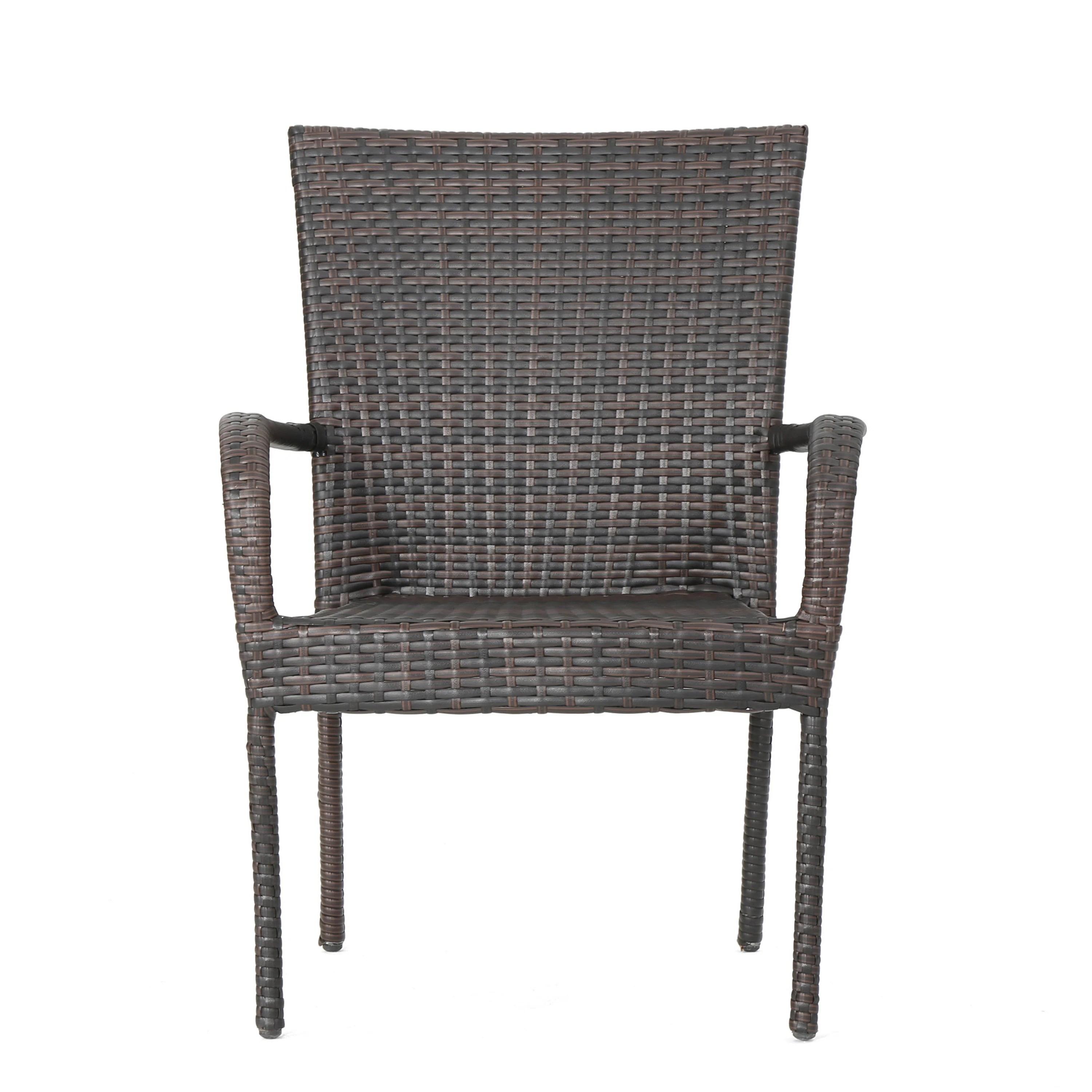 Marsh Outdoor 5 Piece Wood and Wicker Dining Set, Teak and Multi Brown - furnishings