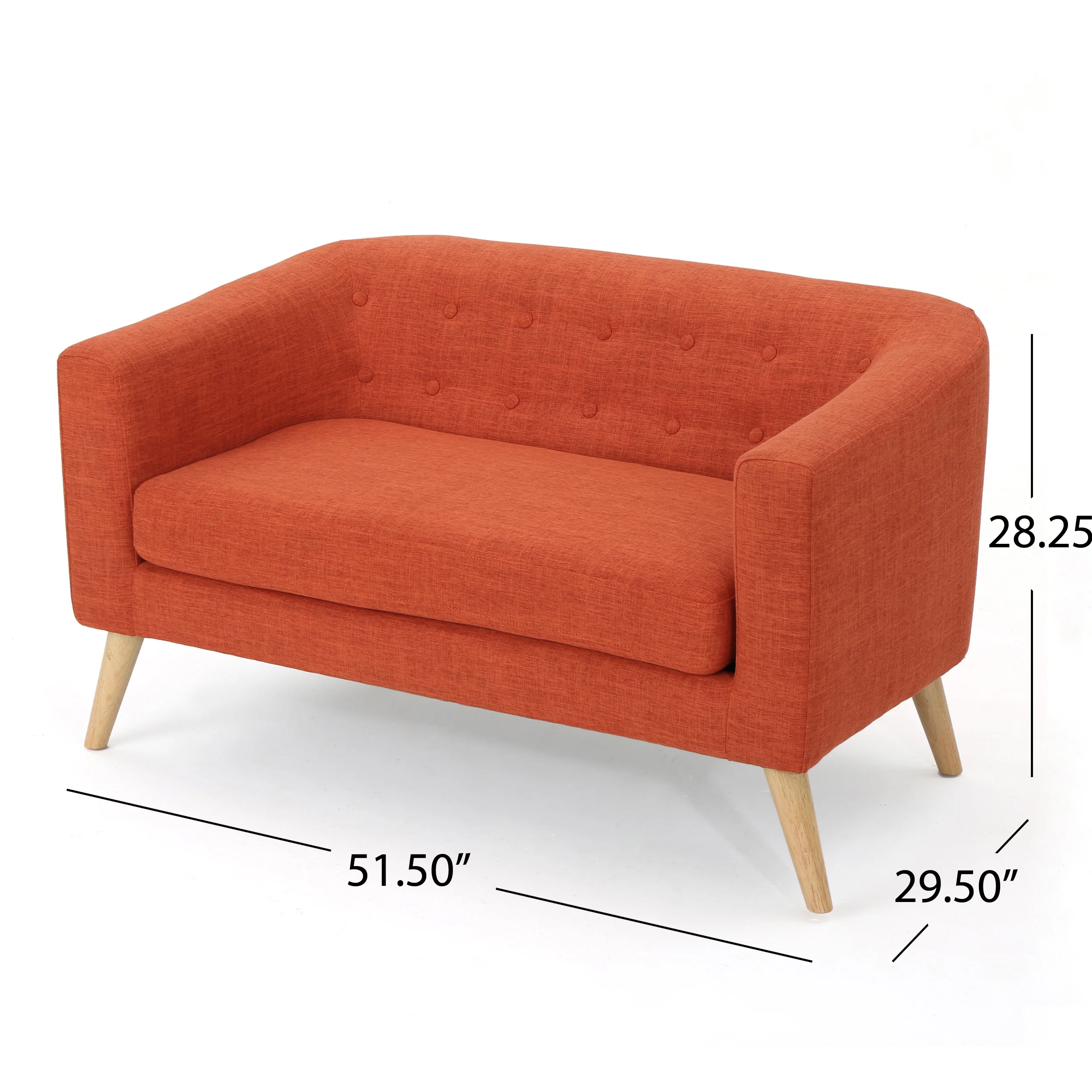 Brony Button Back Mid Century Fabric Modern Loveseat - furnishings