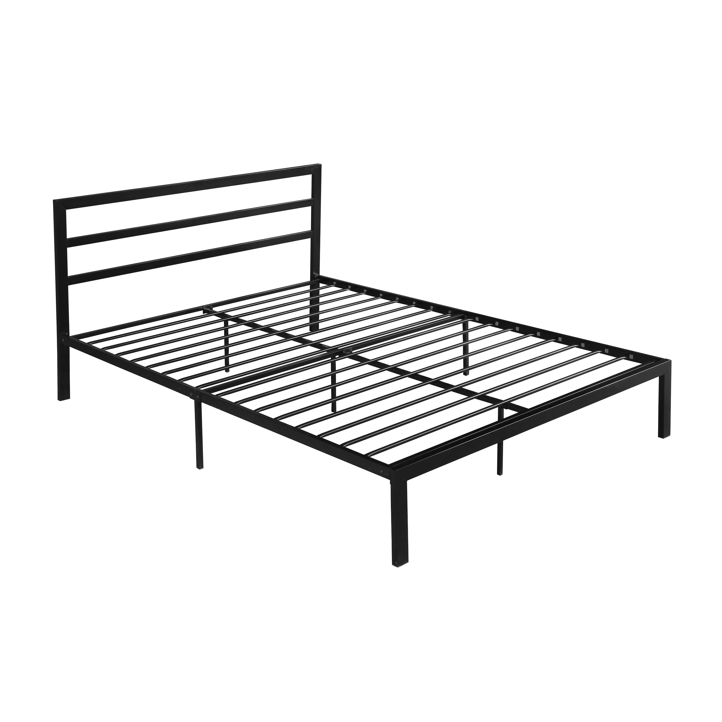 Jones Minimalistic Modern Slat Iron Queen-Size Bed Frame - furnishings