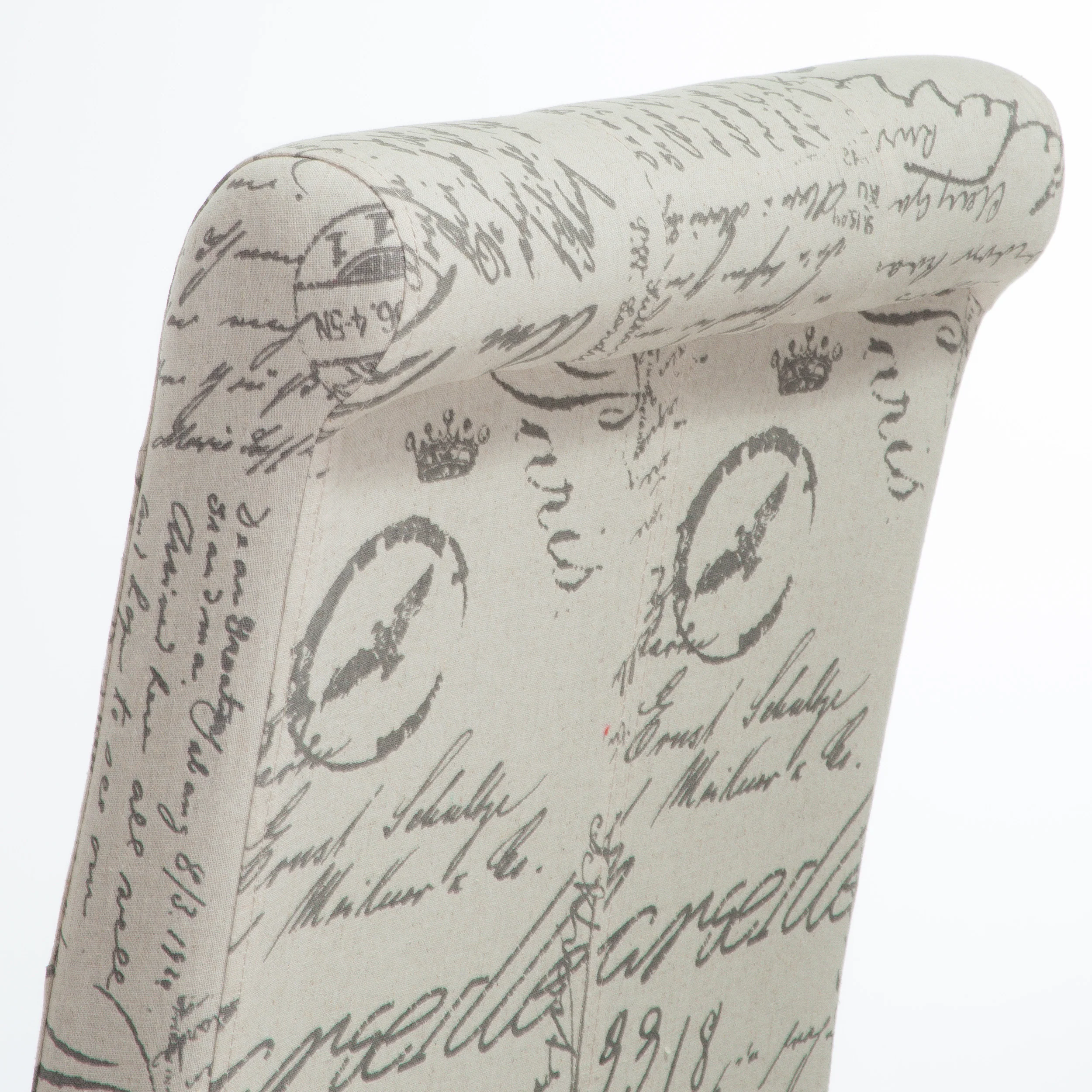 Cosette Script Printed Beige Linen Dining Chairs (Set of 2) - furnishings