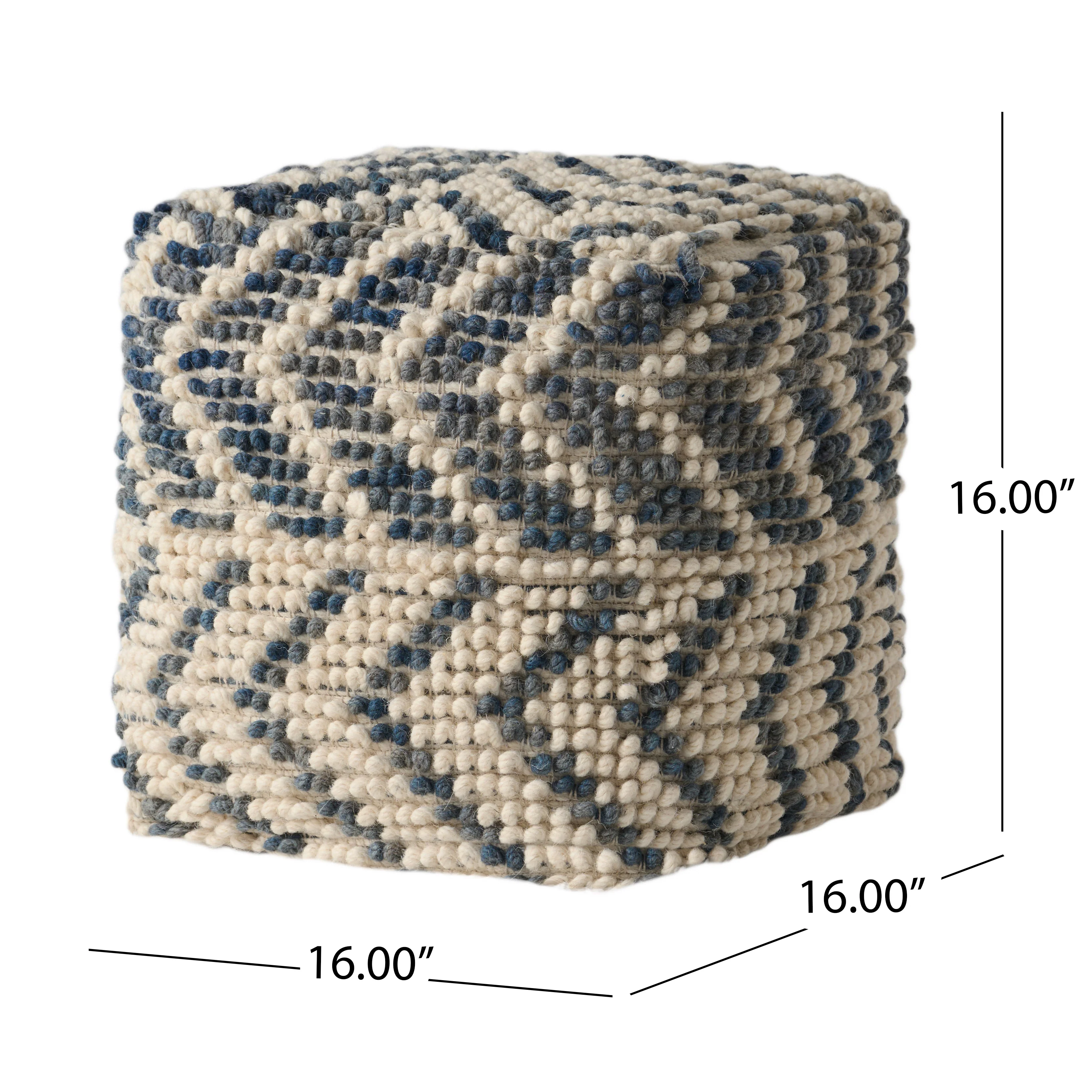 Ekrem Boho Wool and Cotton Large Ottoman Pouf - furnishings