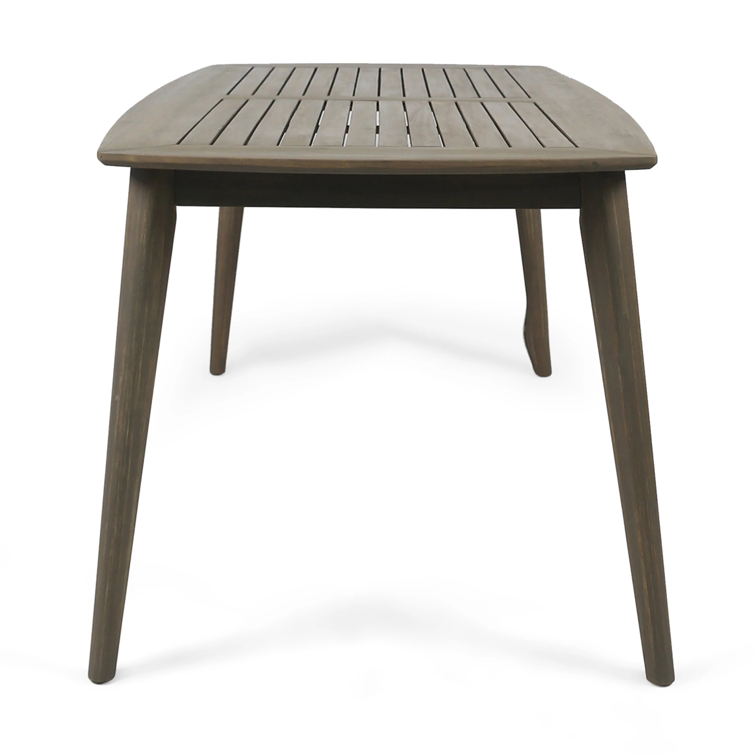 Kado Outdoor 7 Piece Wood and Wicker Dining Set, Gray and Gray - furnishings