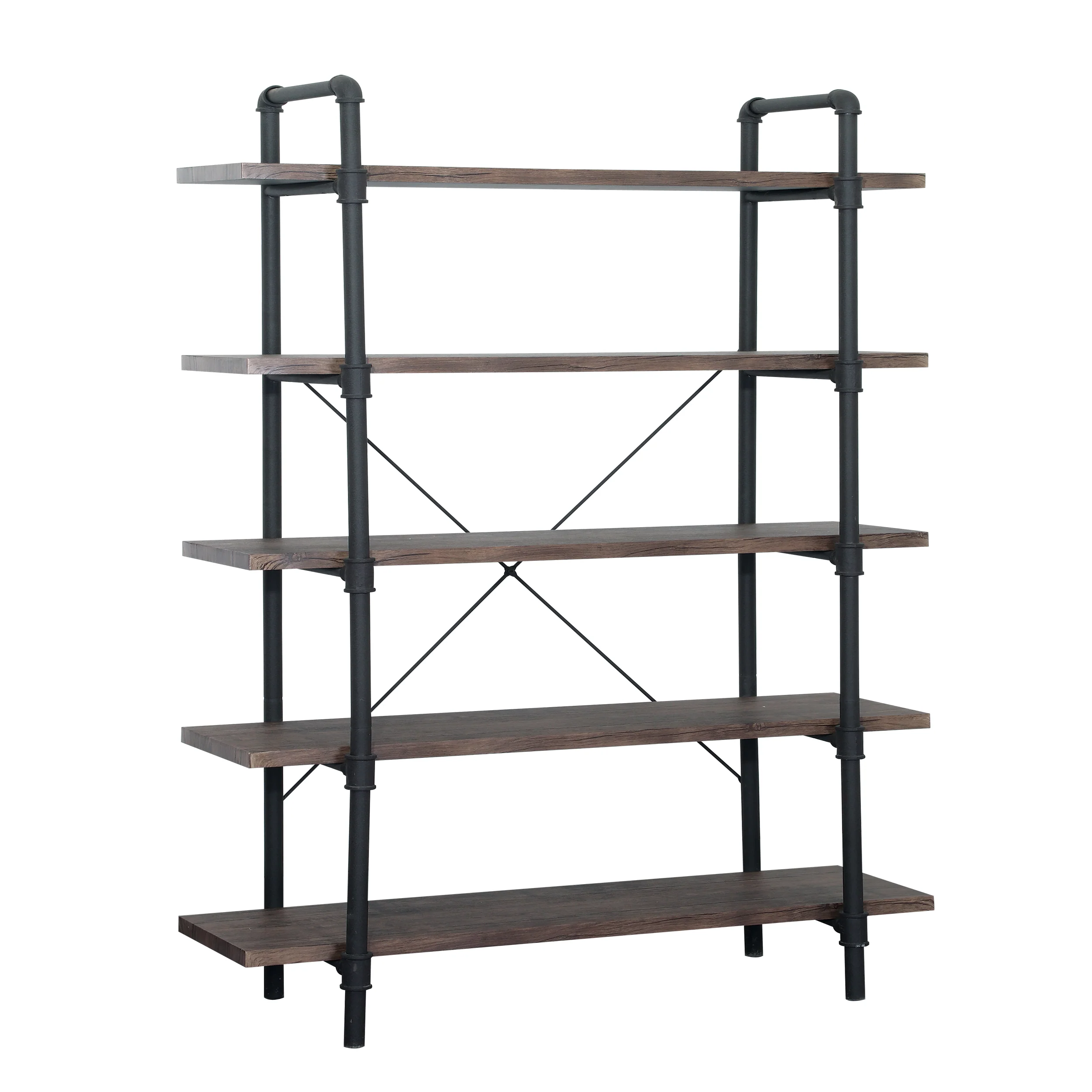 Clint Industrial Pipe Design 5-Shelf Etagere Bookcase - furnishings