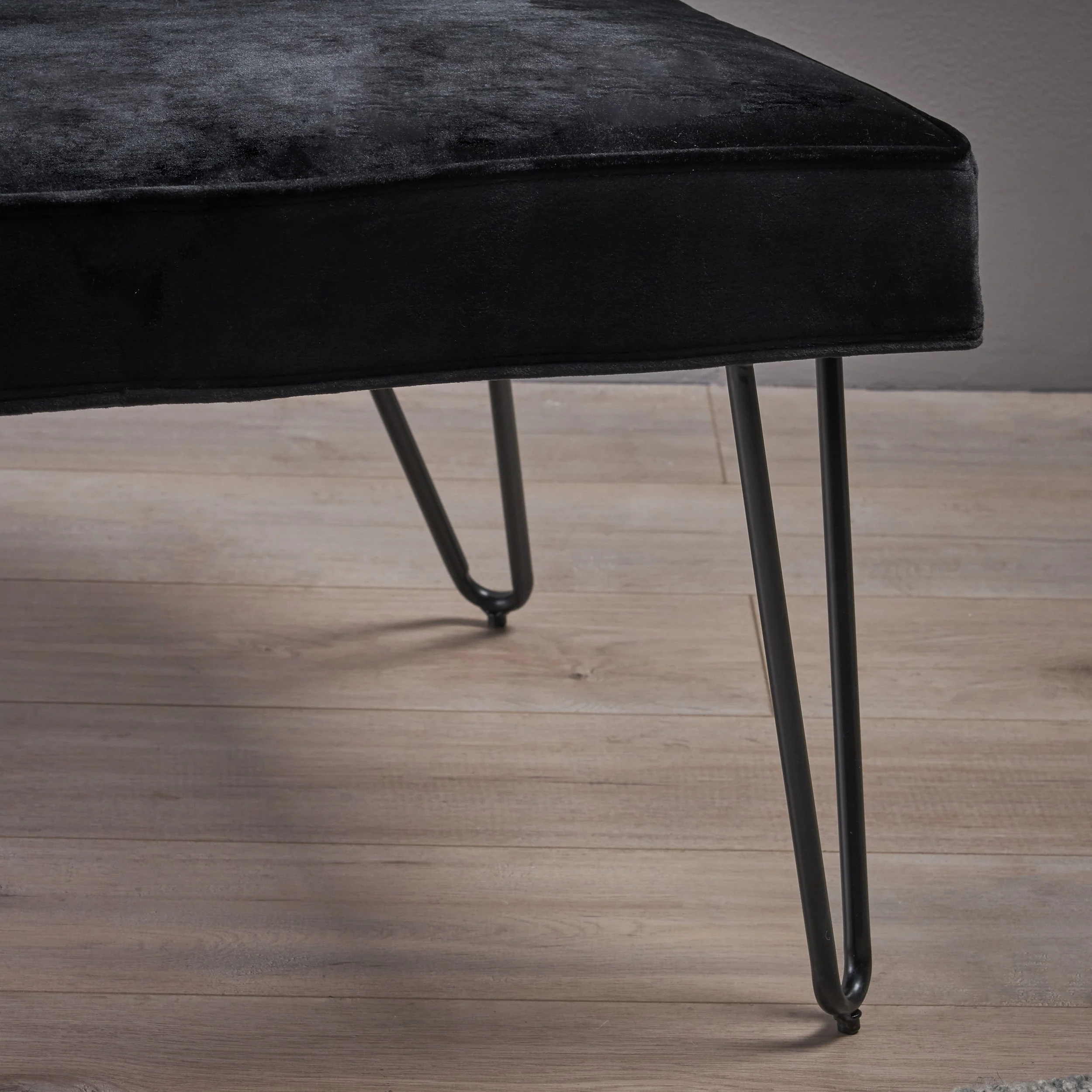 DuSoleil Modern Button Tufted Armless Velvet Accent Chair with Hairpin Legs - furnishings