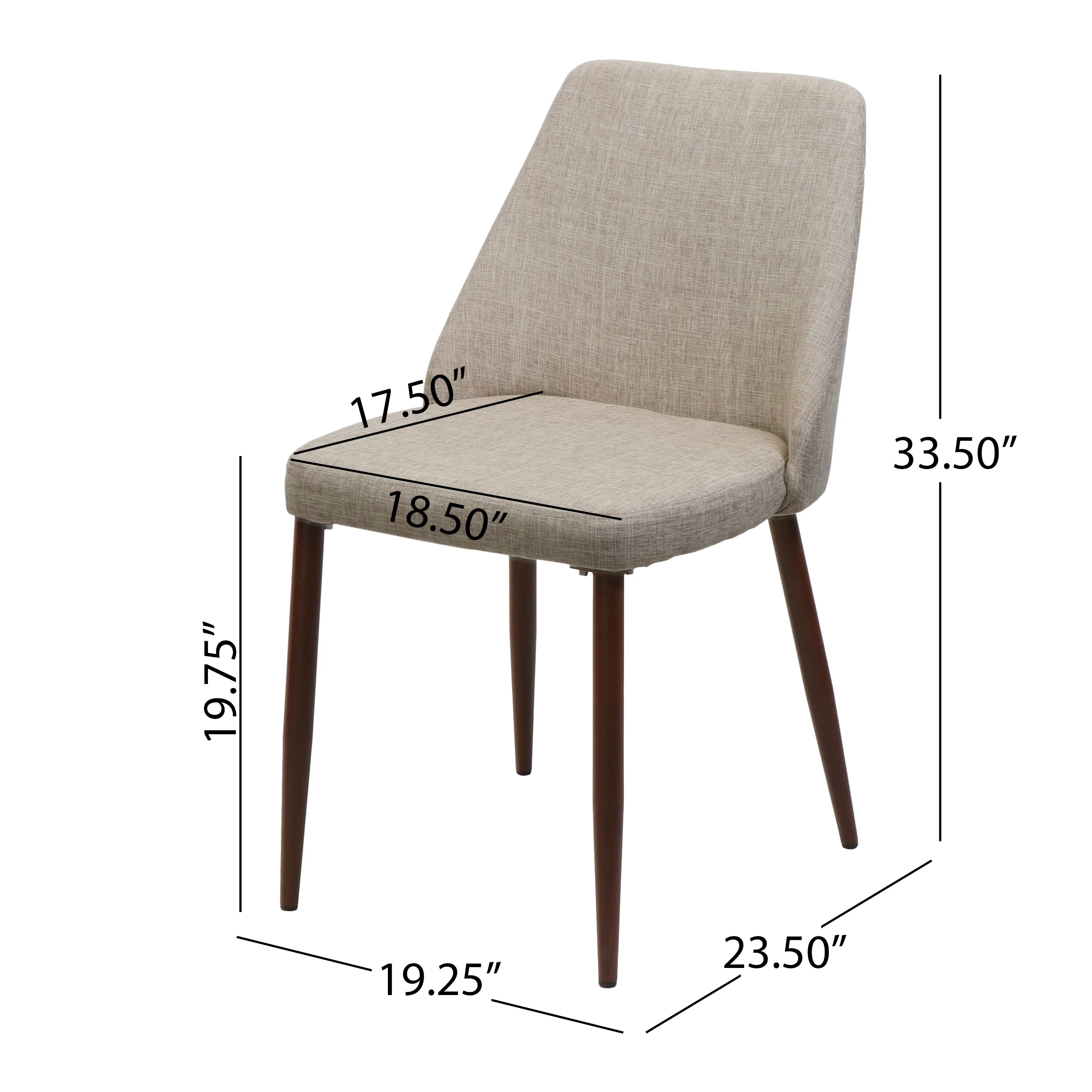 Mable Mid Century Fabric Dining Chairs with Wood Finished Legs - Set of 2 - furnishings