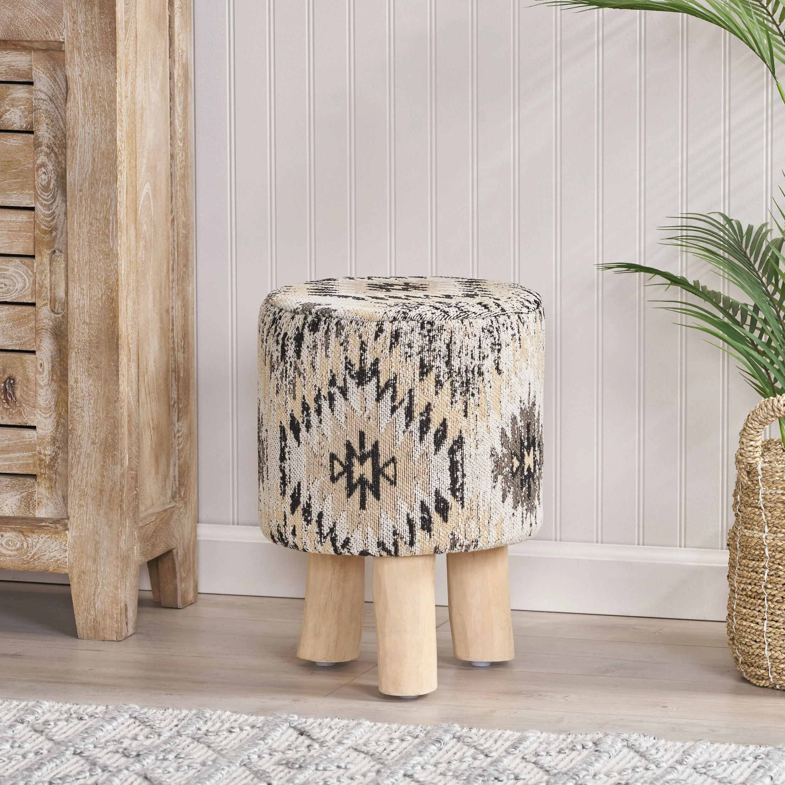 Kayelee Handcrafted Boho Jacquard Stool - furnishings