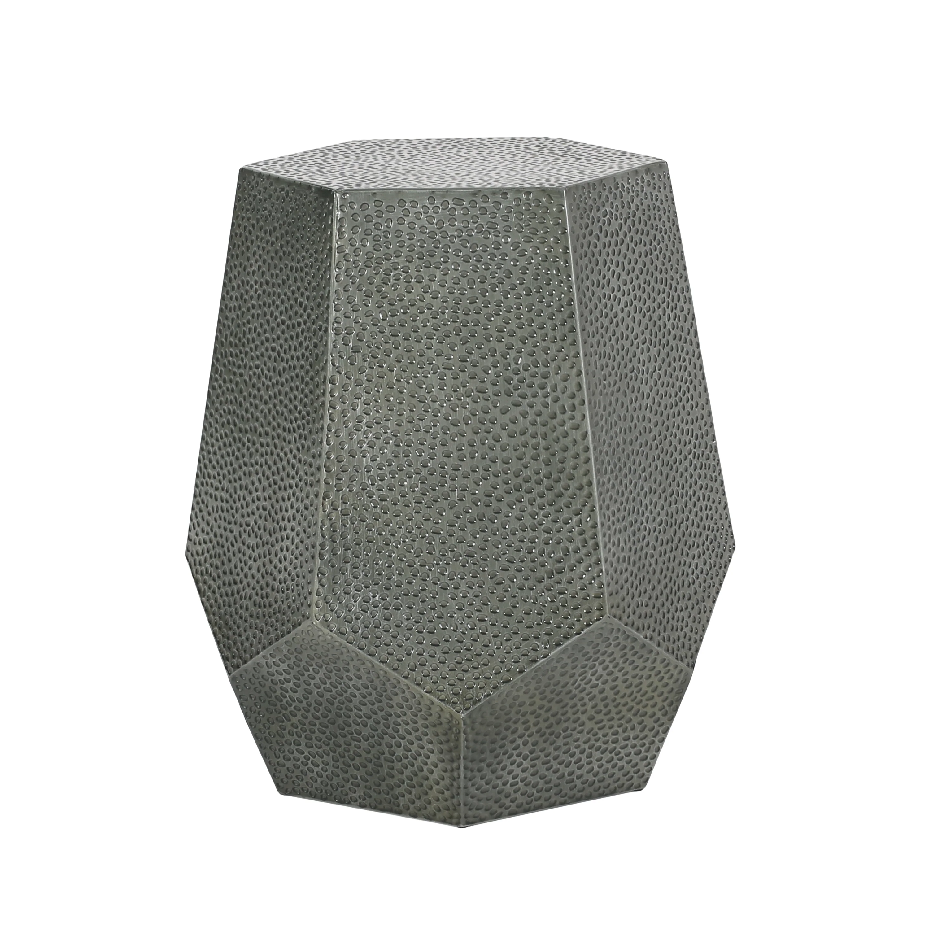 Spofford Modern Hammered Iron Geometric Side Table - furnishings