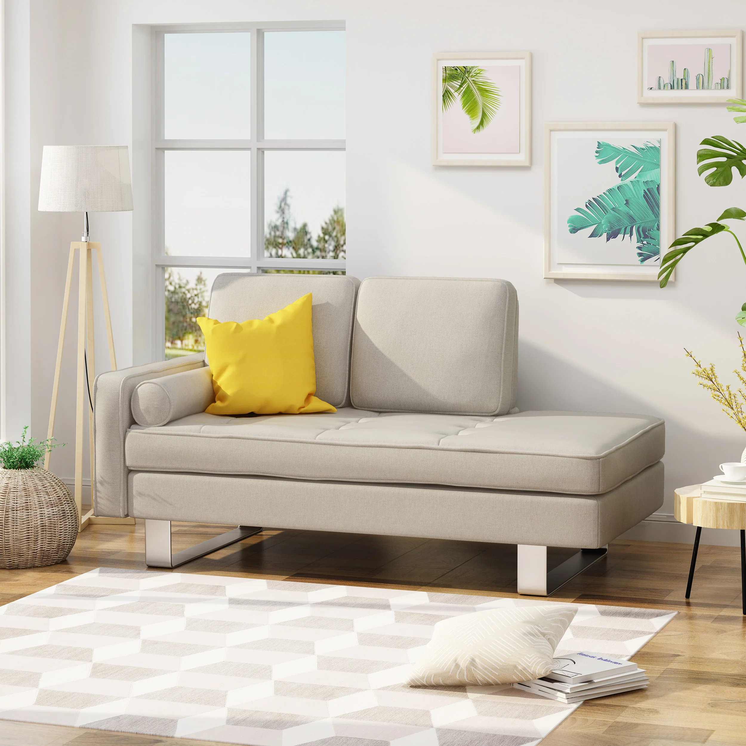 Typhaine Modern Fabric Chaise Lounge - furnishings