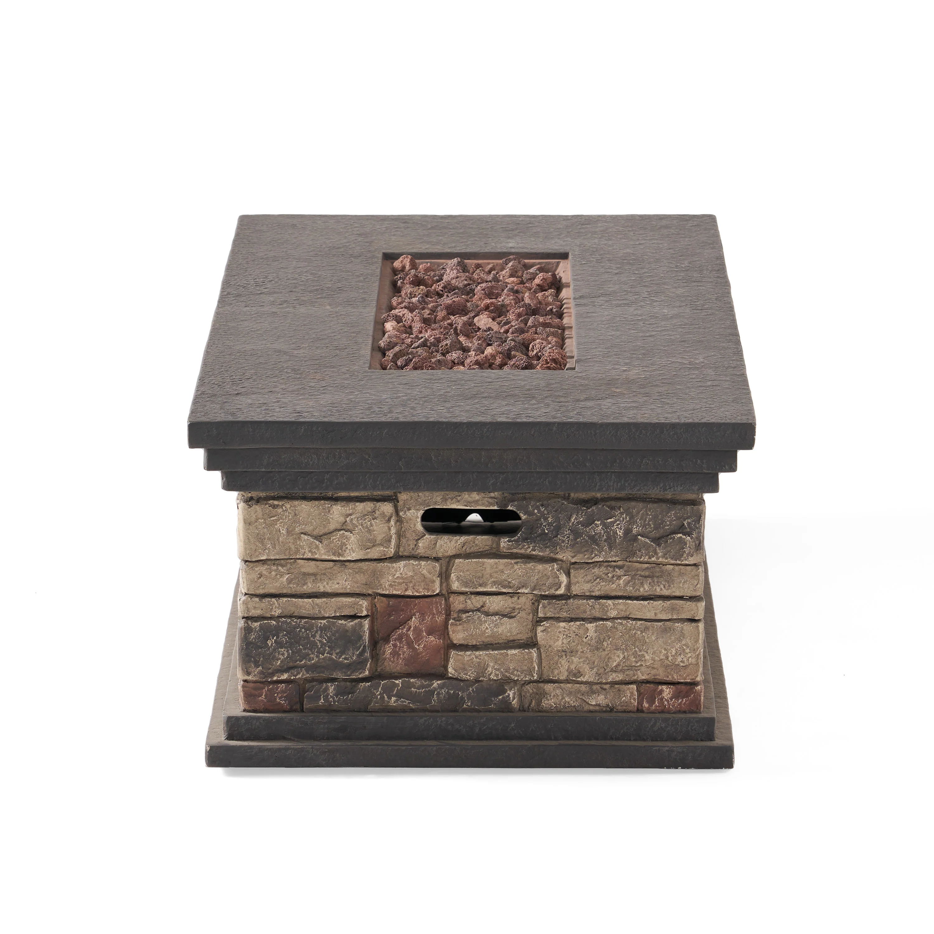 Troy Outdoor 50,000 BTU Lightweight Concrete Rectangular Fire Pit (No Tank Holder), Stone Finish - furnishings