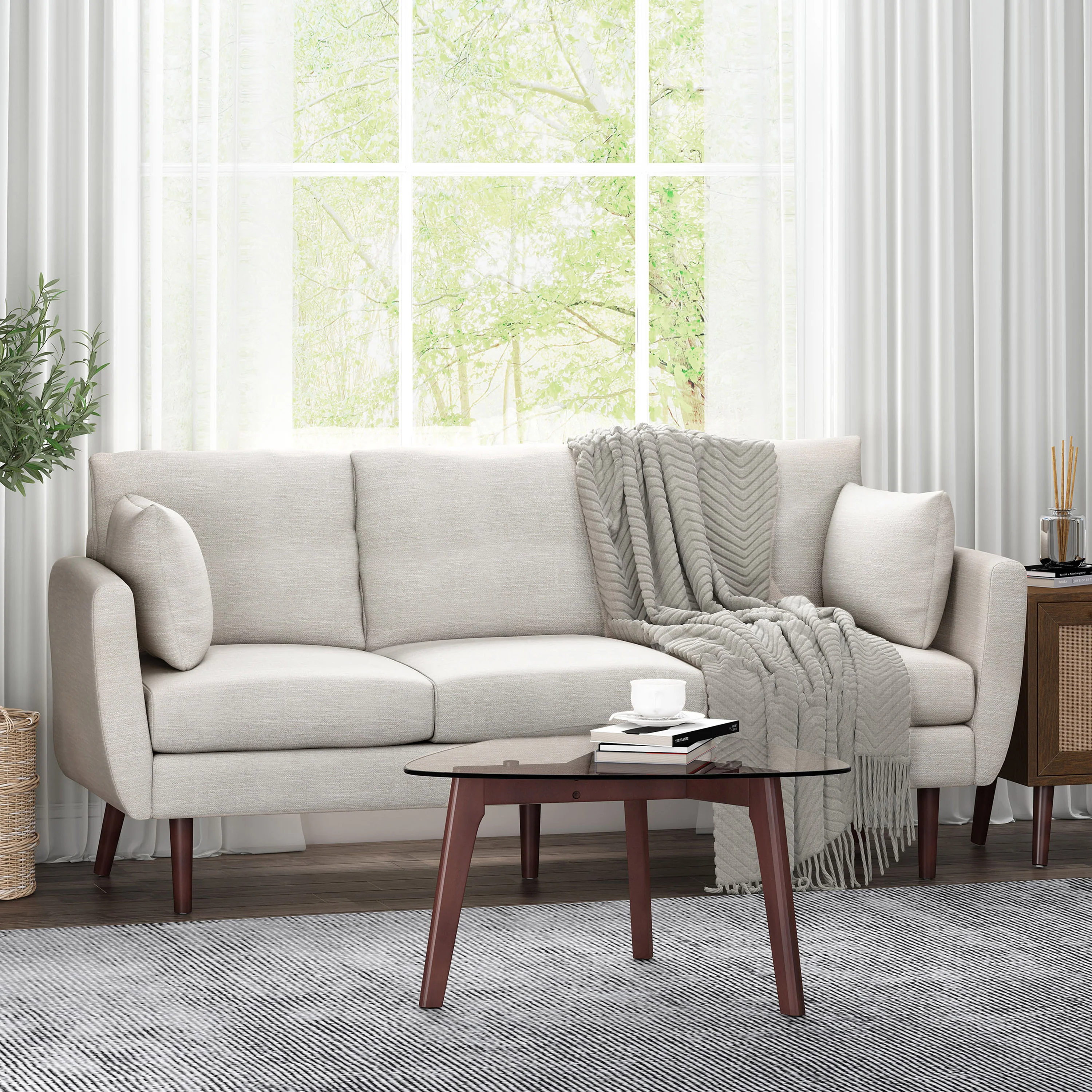 Wadleigh Contemporary Fabric Pillow Back 3 Seater Sofa - furnishings