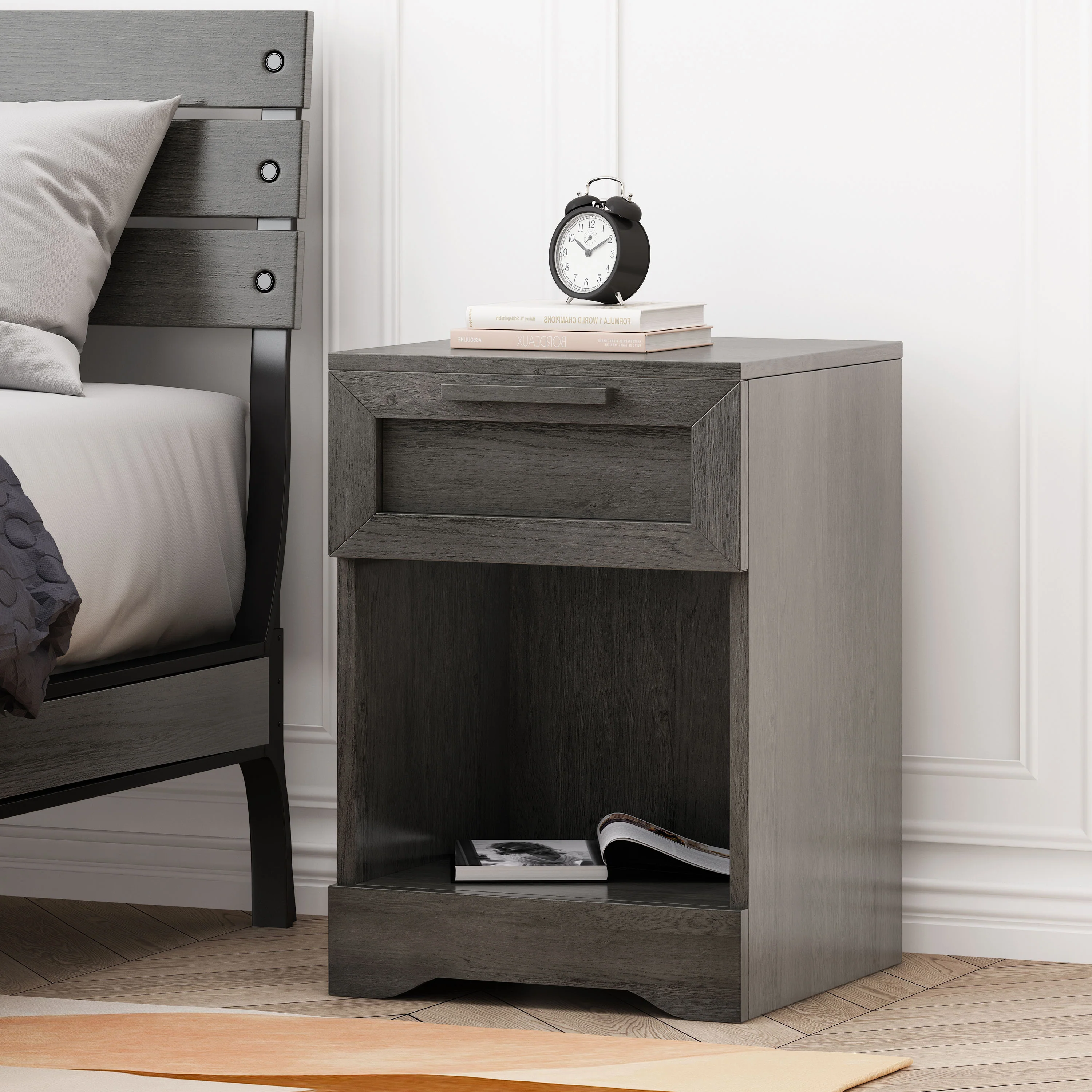 Broxon Rustic 1 Drawer Nightstand - furnishings