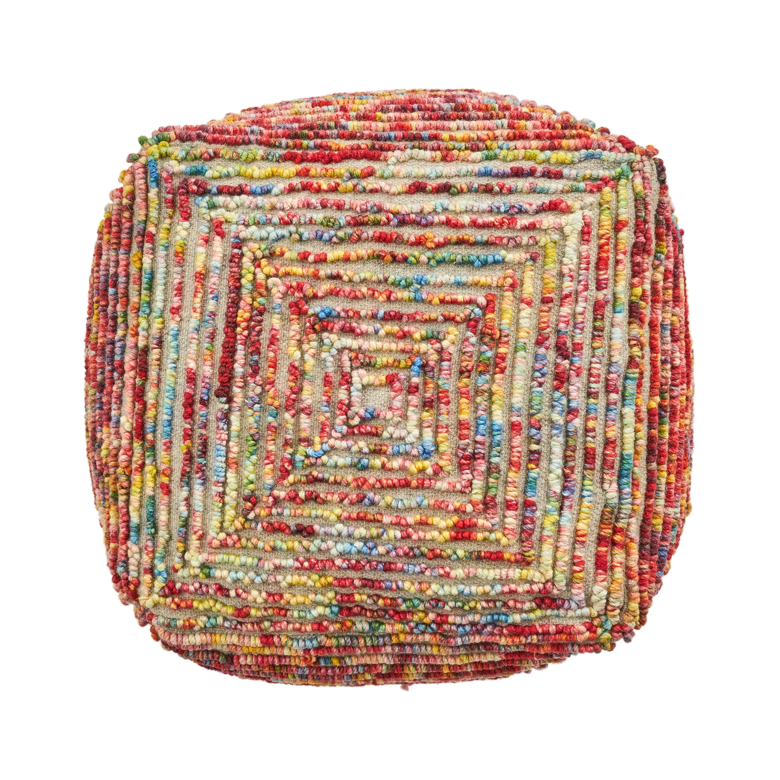 Jaylee Boho Wool Ottoman Pouf - furnishings