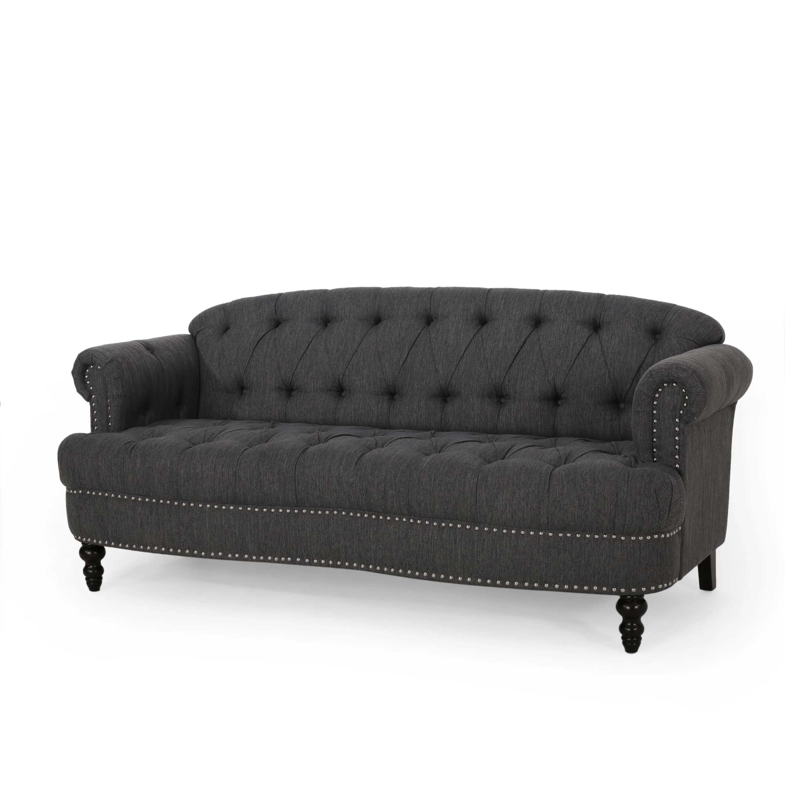 Elspeth Contemporary Deep Tufted Sofa with Nailhead Trim - furnishings