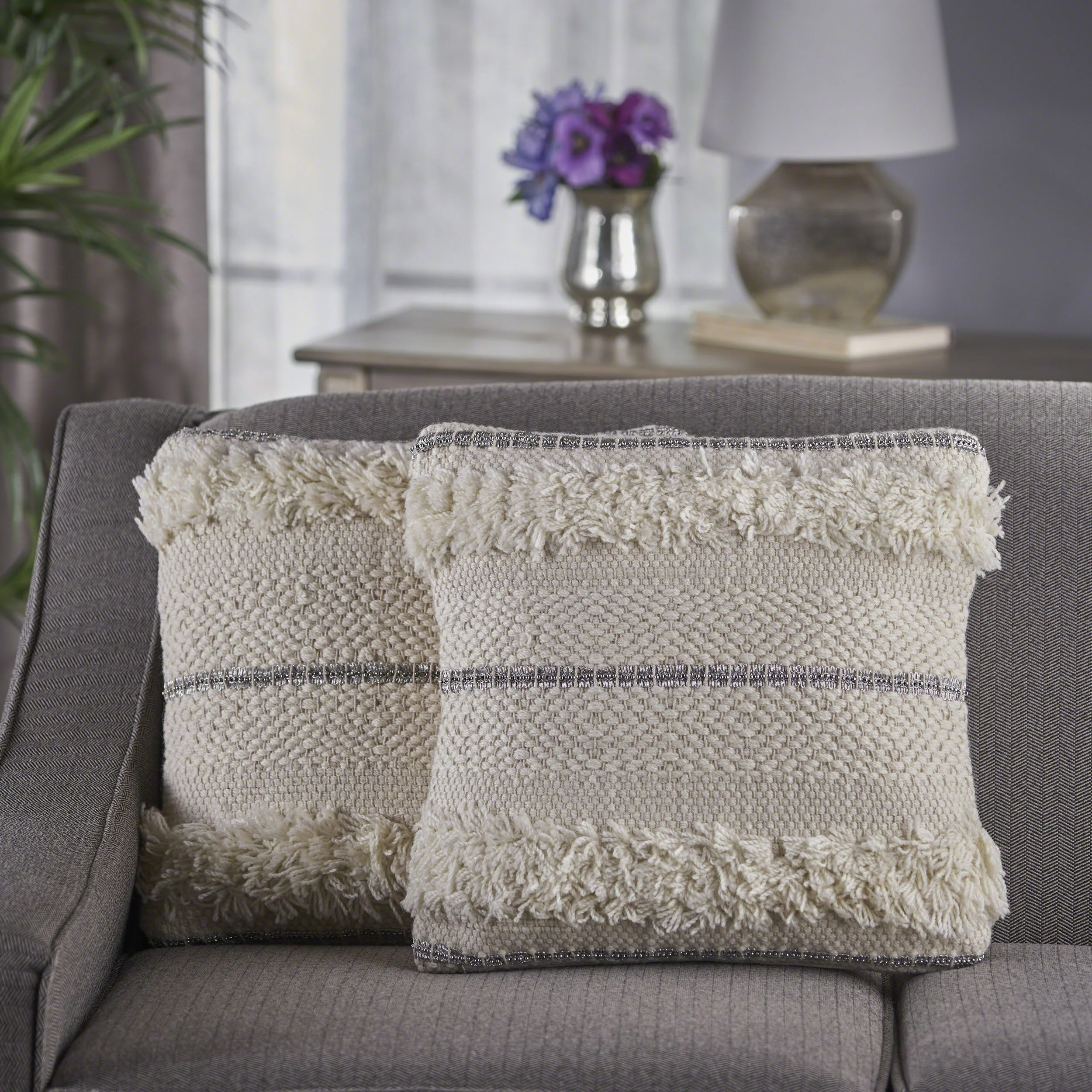 Miles Handcrafted Boho Fabric and Lace Pillow - furnishings