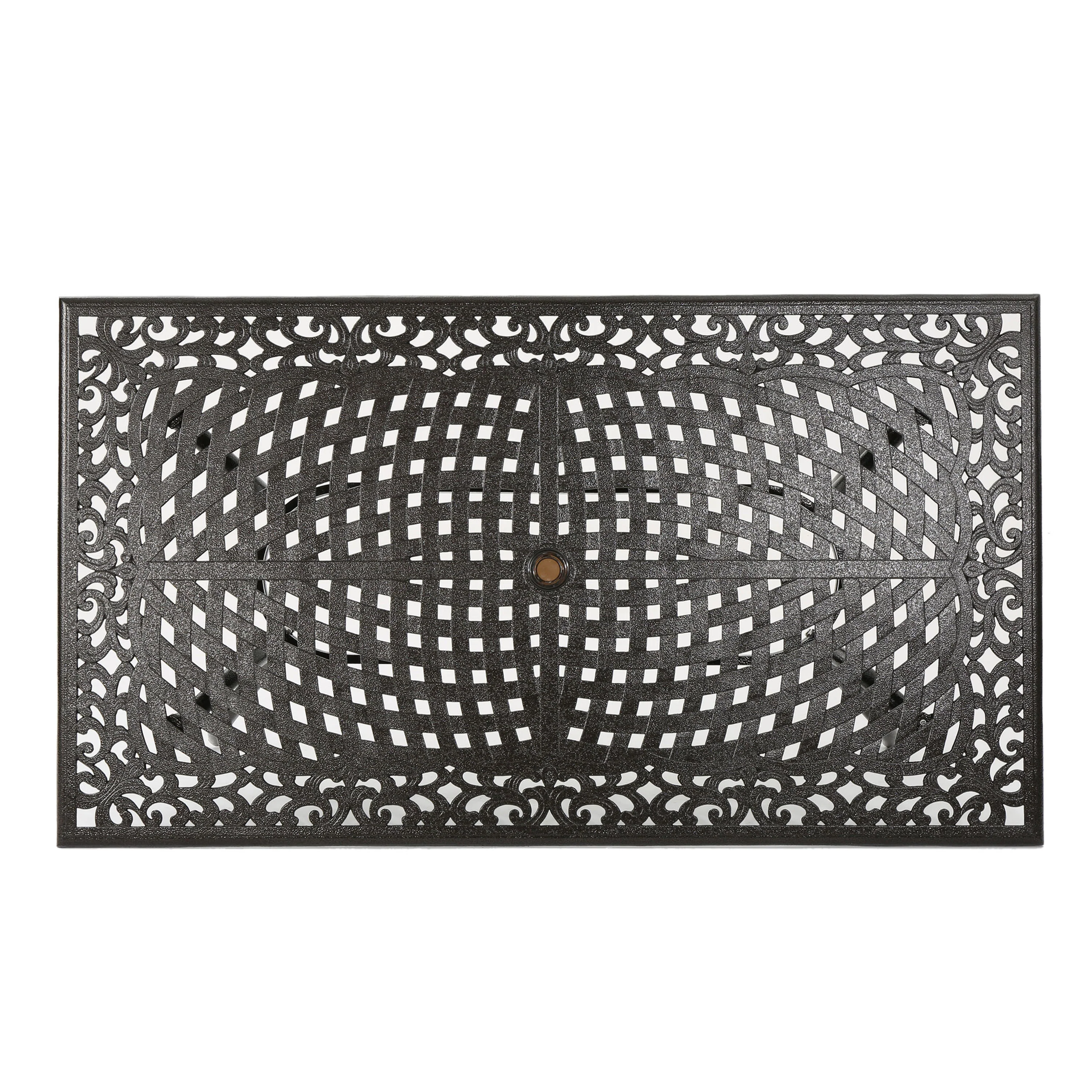 Odena Outdoor 7-piece Cast Aluminum Rectangle Bronze Dining Set - furnishings