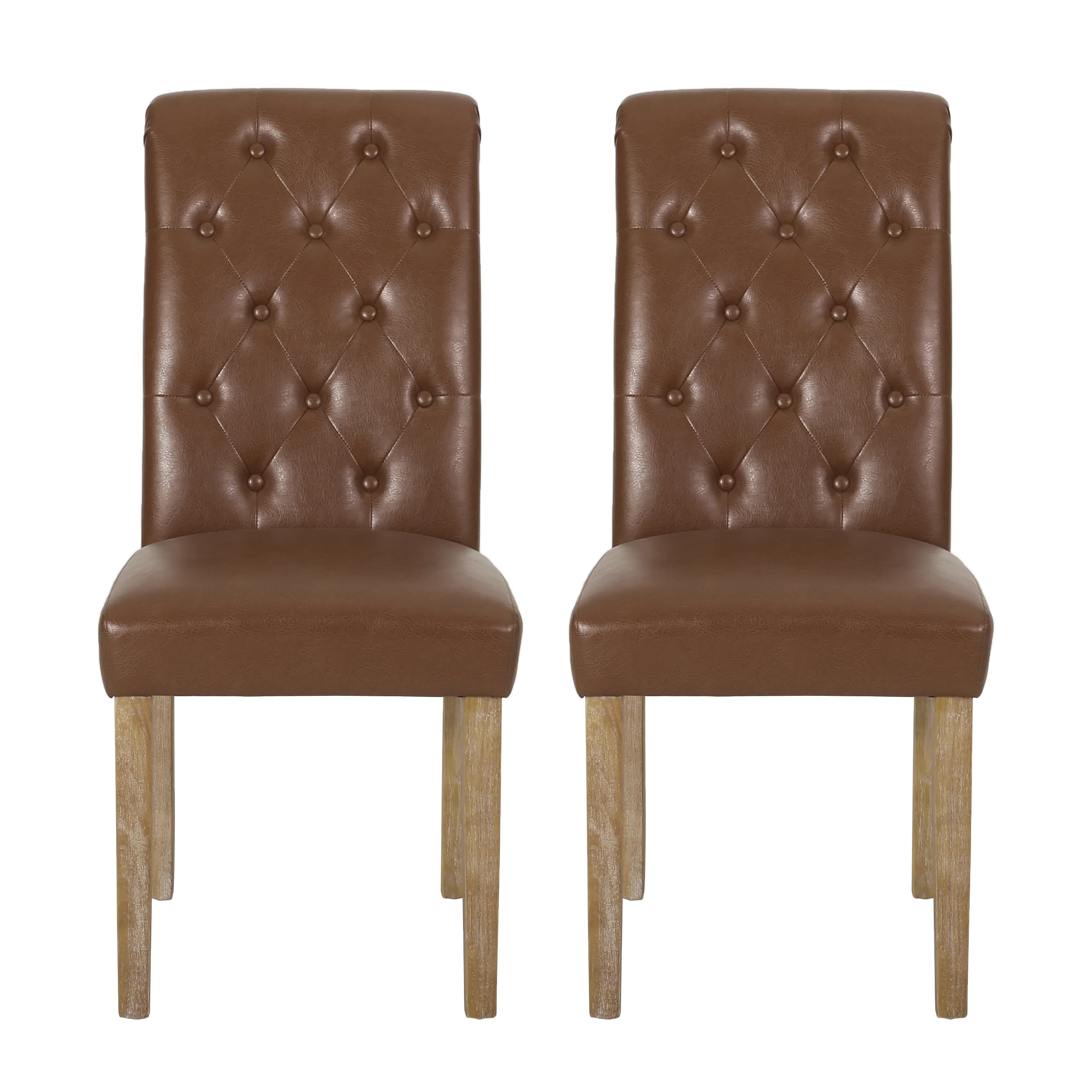 Larkspur Contemporary Faux Leather Tufted Dining Chairs, Set of 2 - furnishings