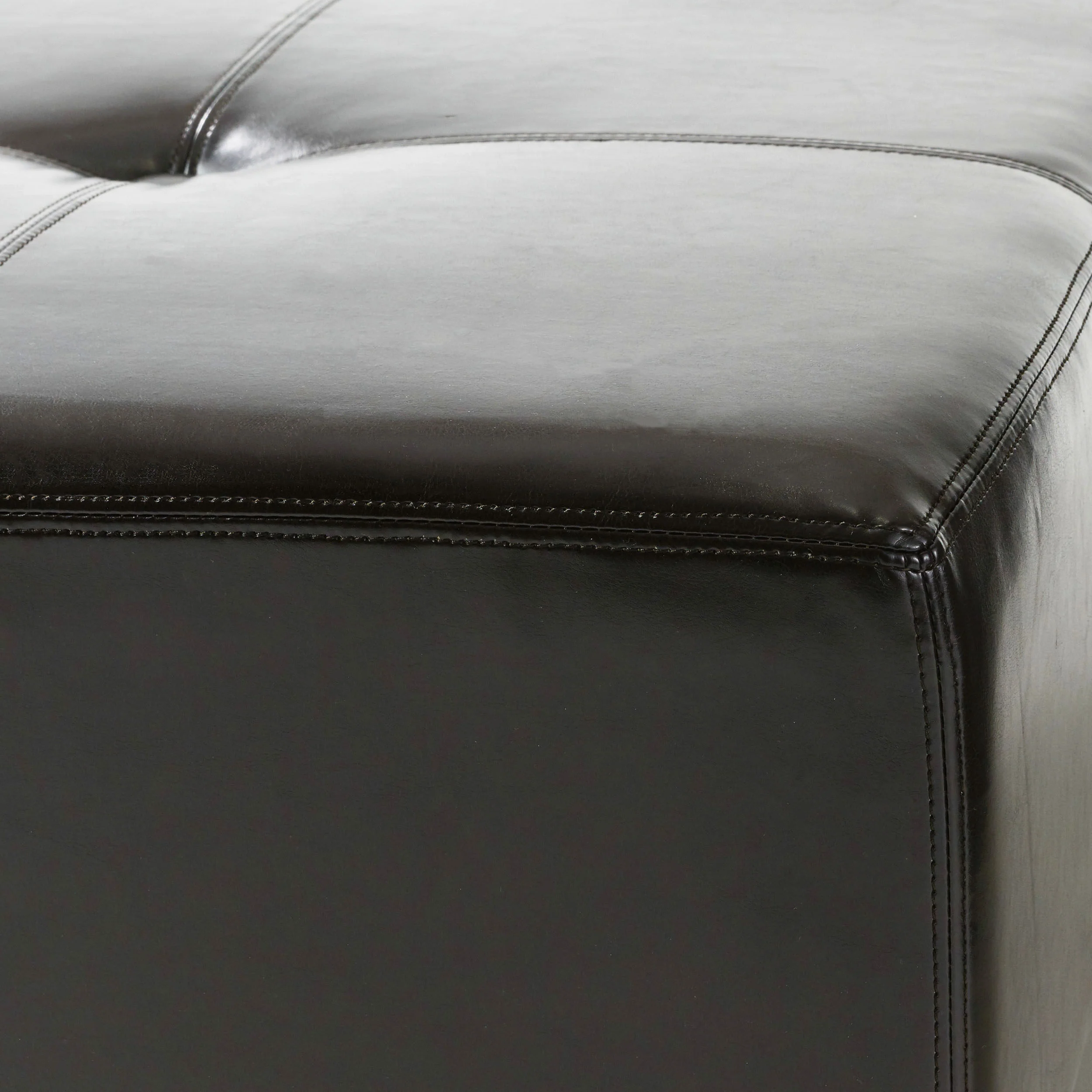 Avalon Button Tufted Espresso Leather Square Ottoman Coffee Table - furnishings