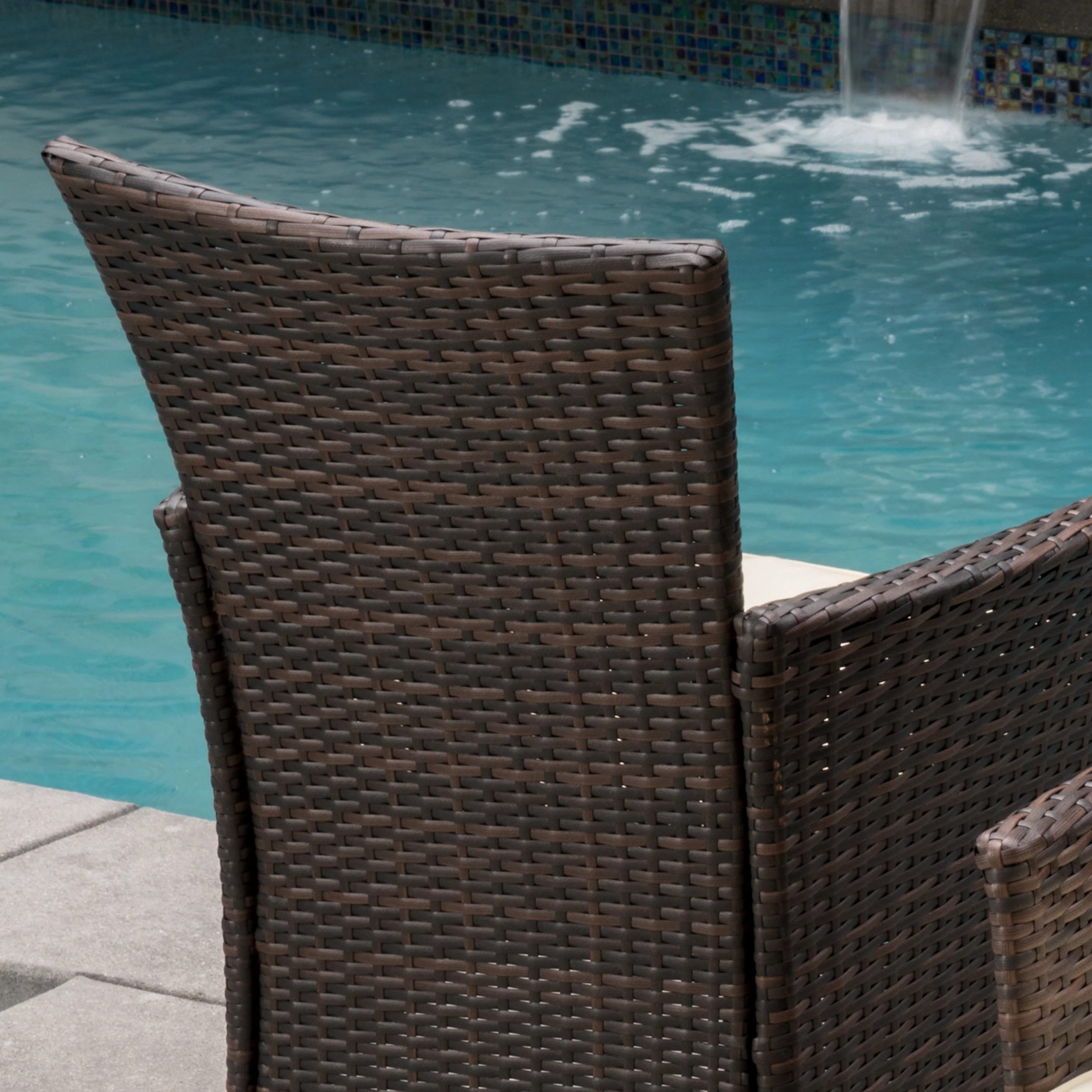 Trellis Outdoor 6 Piece Acacia Wood Dining Set with Wicker Dining Chairs - furnishings