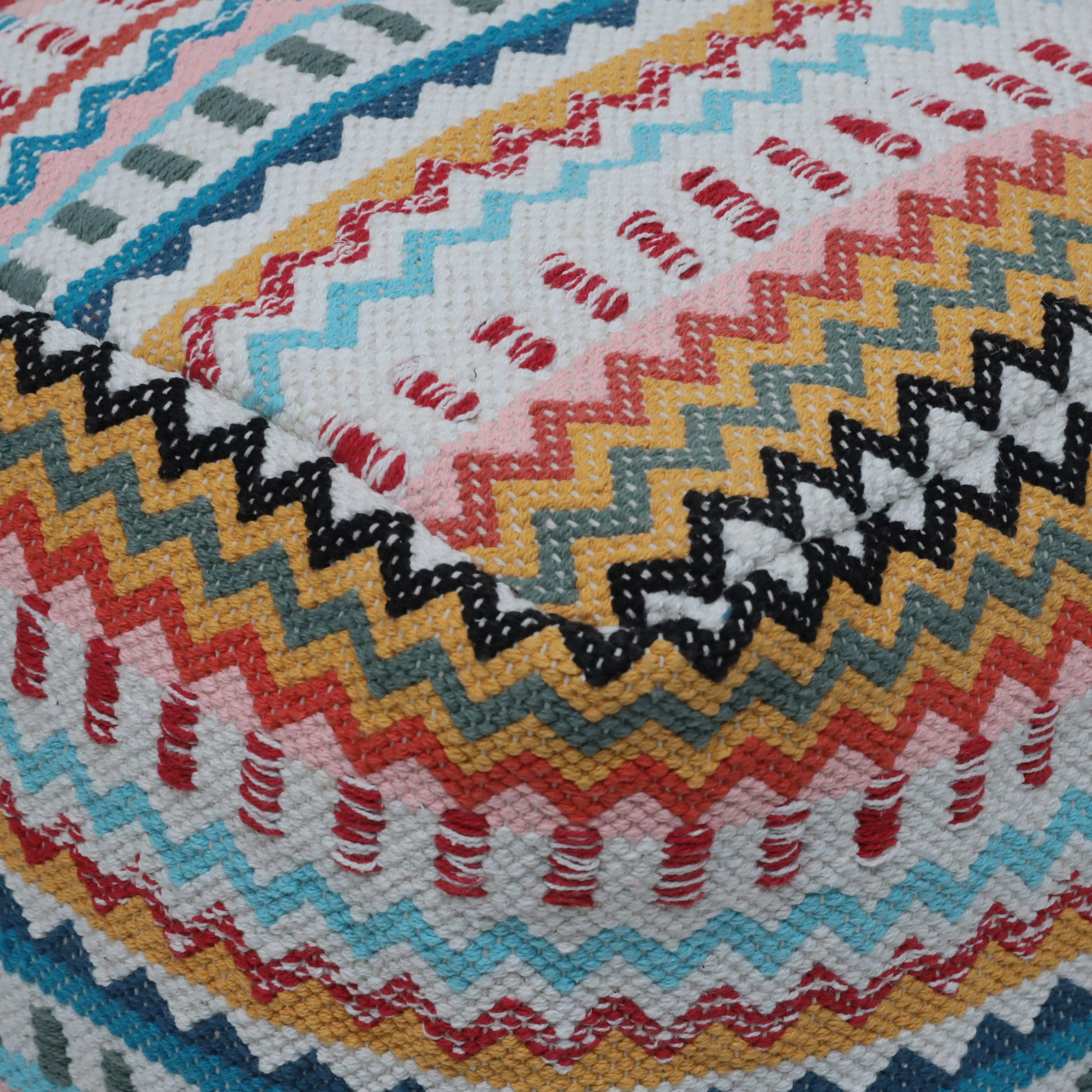 Hilliard Boho Handcrafted Peruvian Print Cube Pouf - furnishings
