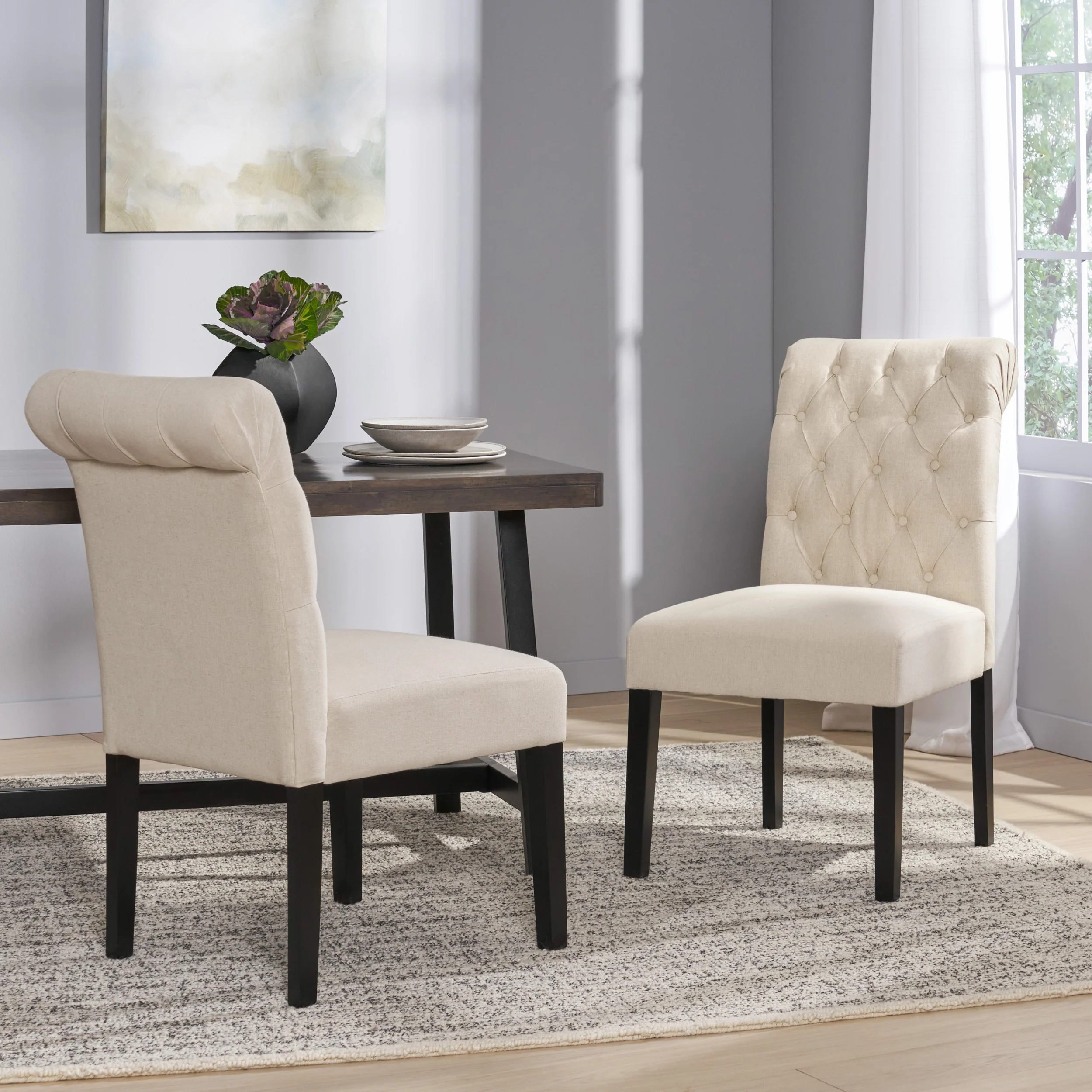 Emerson Contemporary Tufted Rolltop Dining Chairs - furnishings