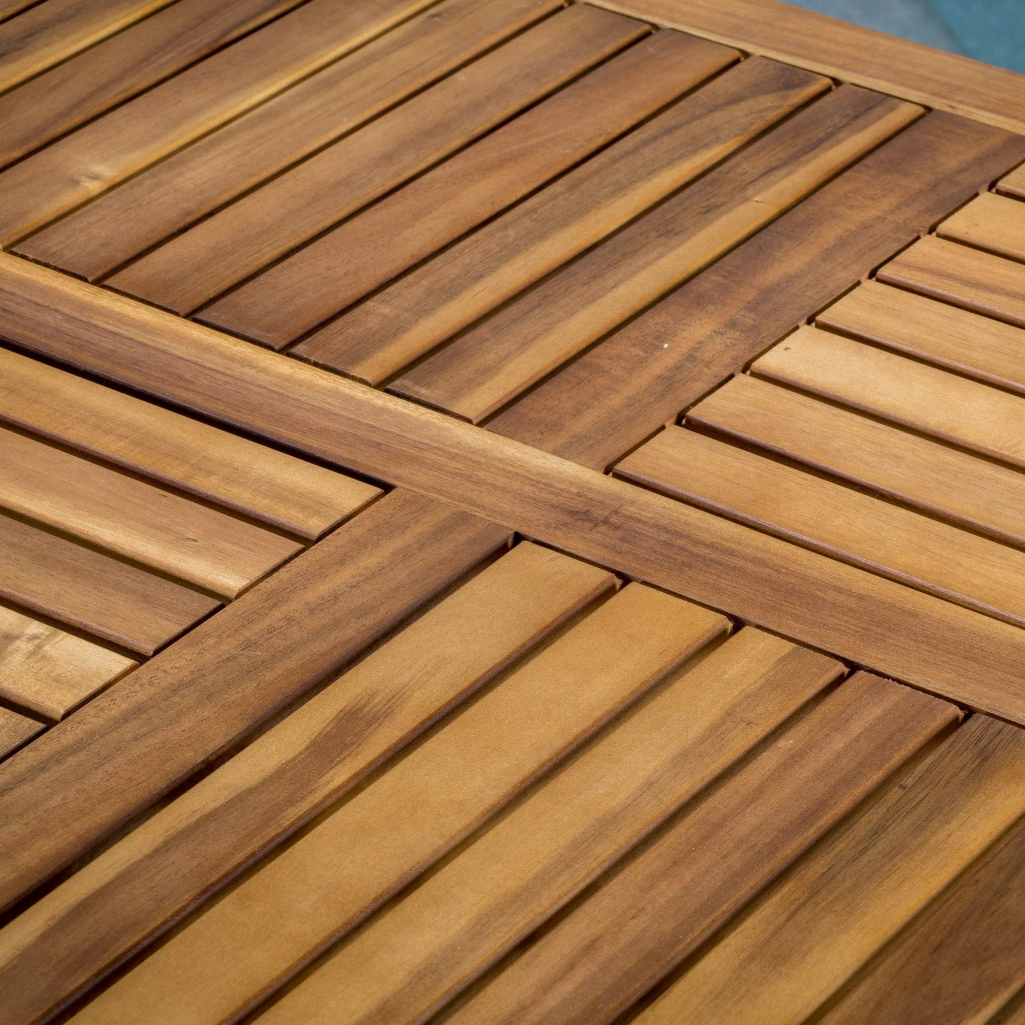 Coastside Outdoor Transitional 7-Piece Teak Acacia Wood Dining Set with Cushions - furnishings