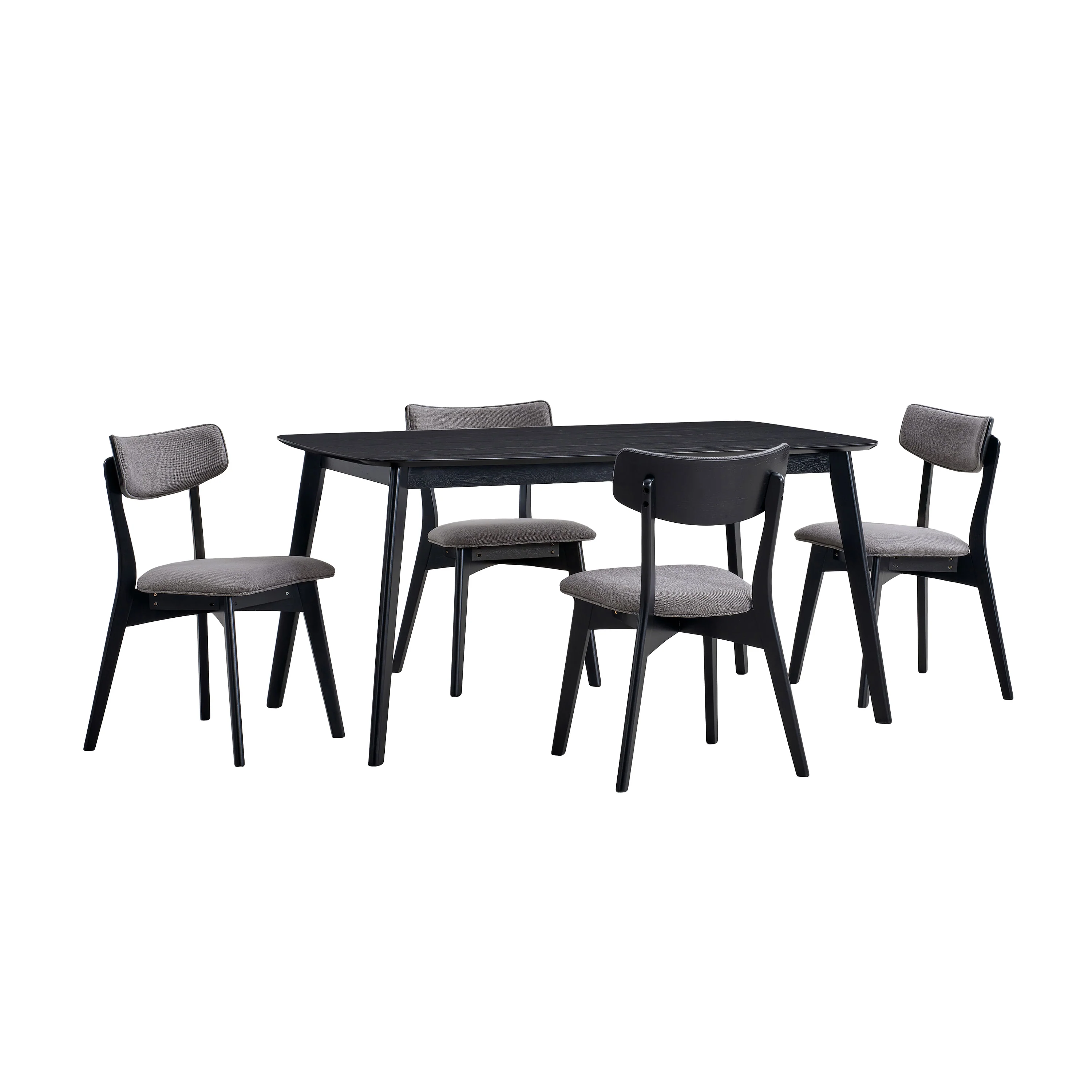 Aman Mid Century Finished 5 Piece Wood Dining Set with Fabric Chairs - furnishings