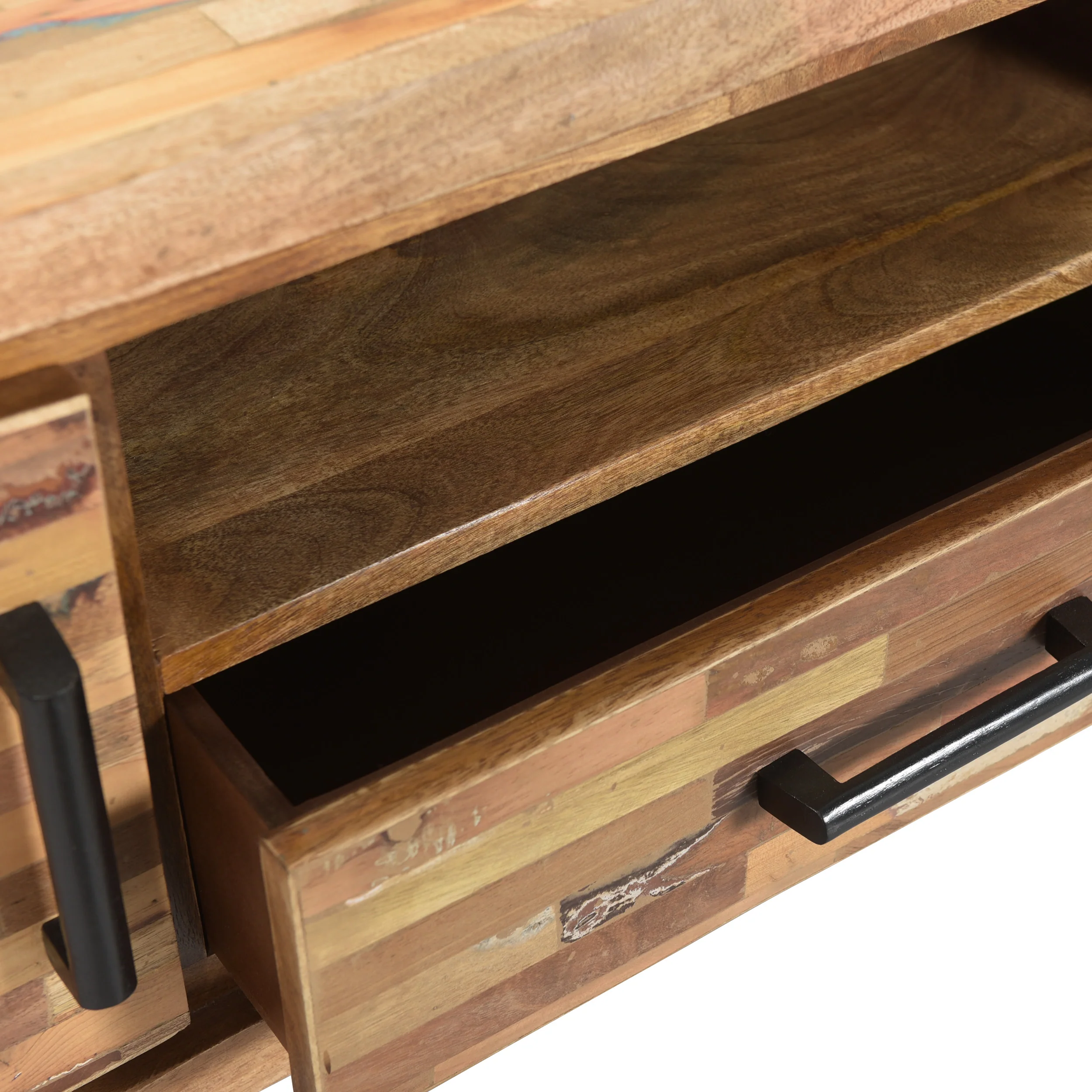 Alithea Handcrafted Boho Reclaimed Wood TV Stand - furnishings