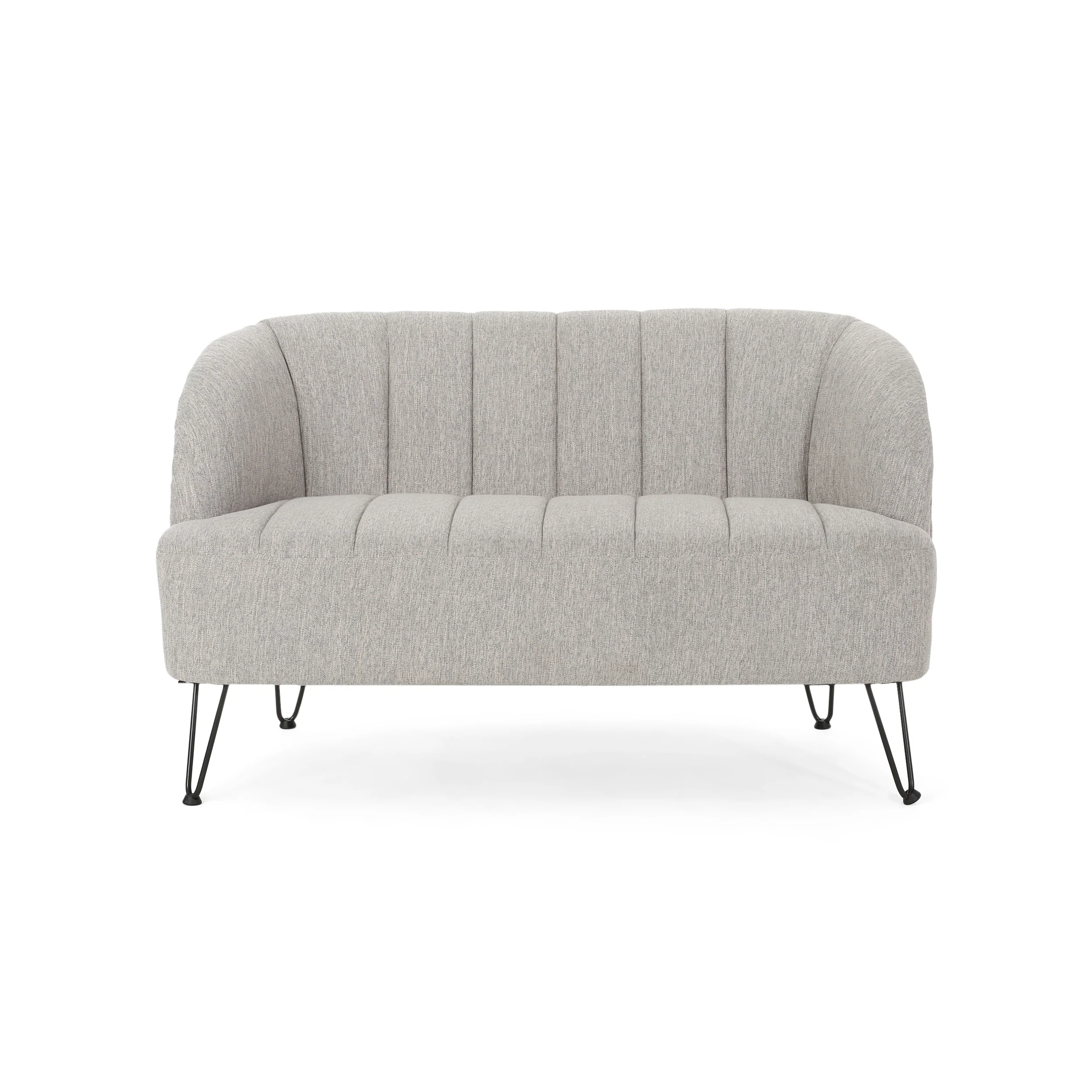 Kyra Modern Fabric Settee with Hairpin Legs - furnishings