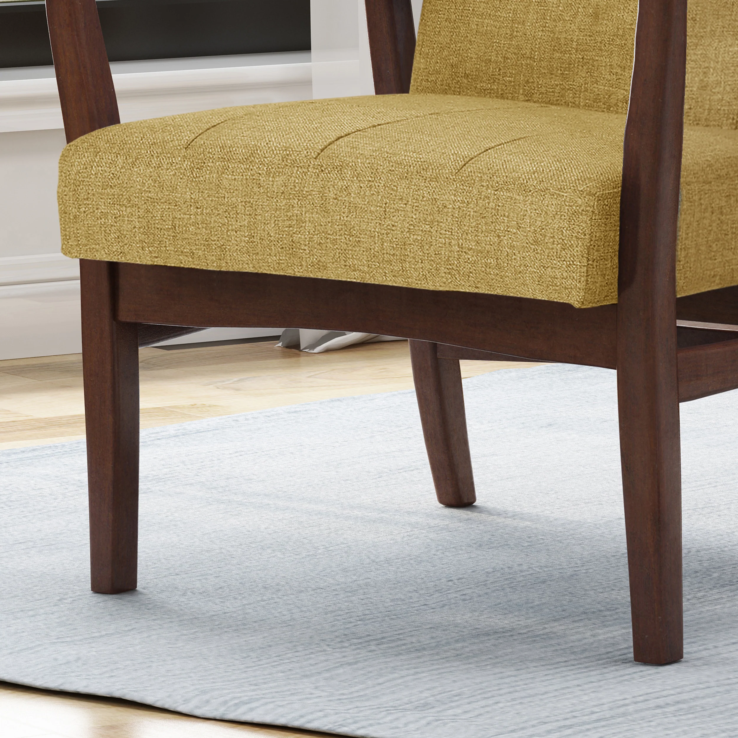 Callisto Fabric Mid-Century Birch Club Chair - furnishings