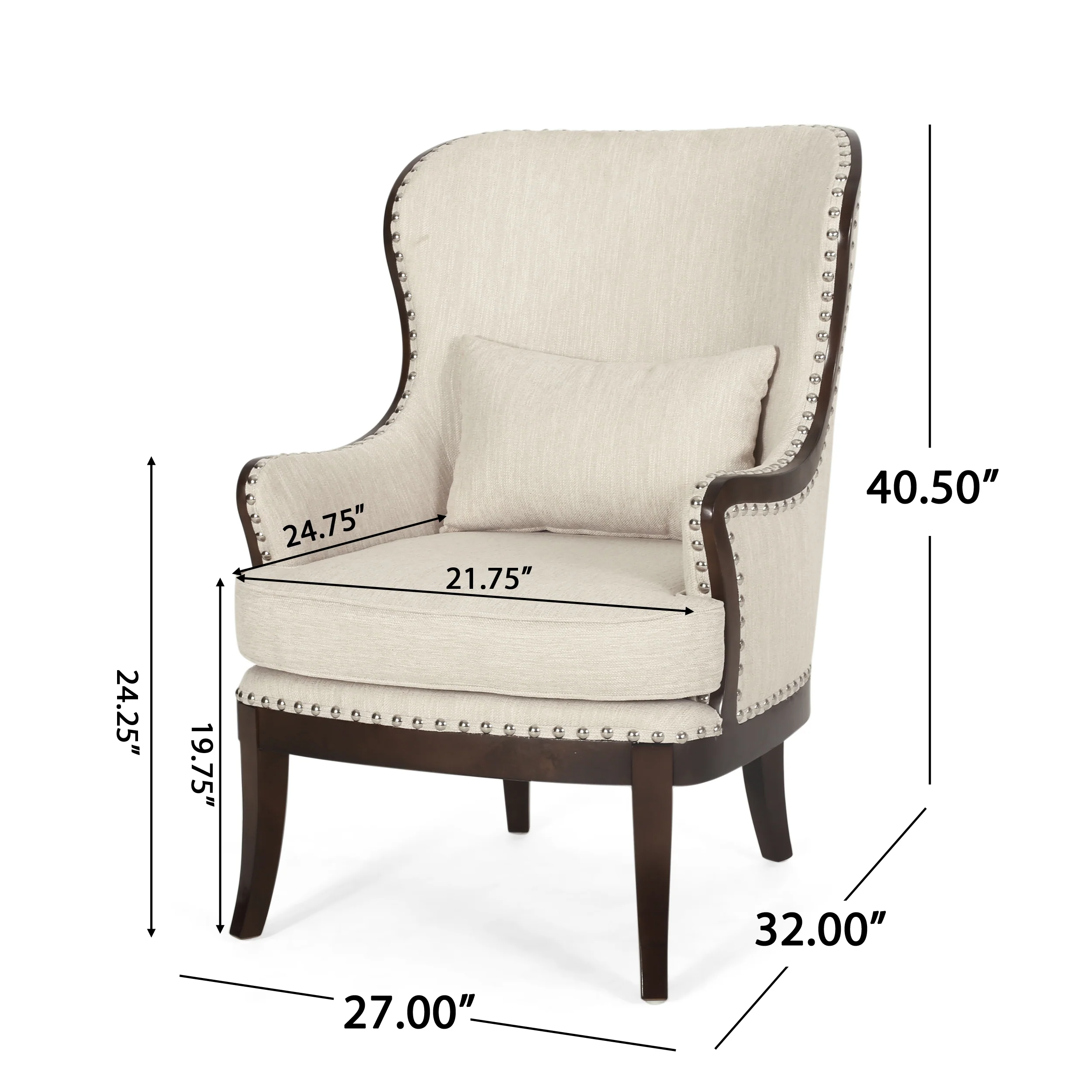Jett Contemporary Upholstered Accent Chair with Nailhead Trim - furnishings