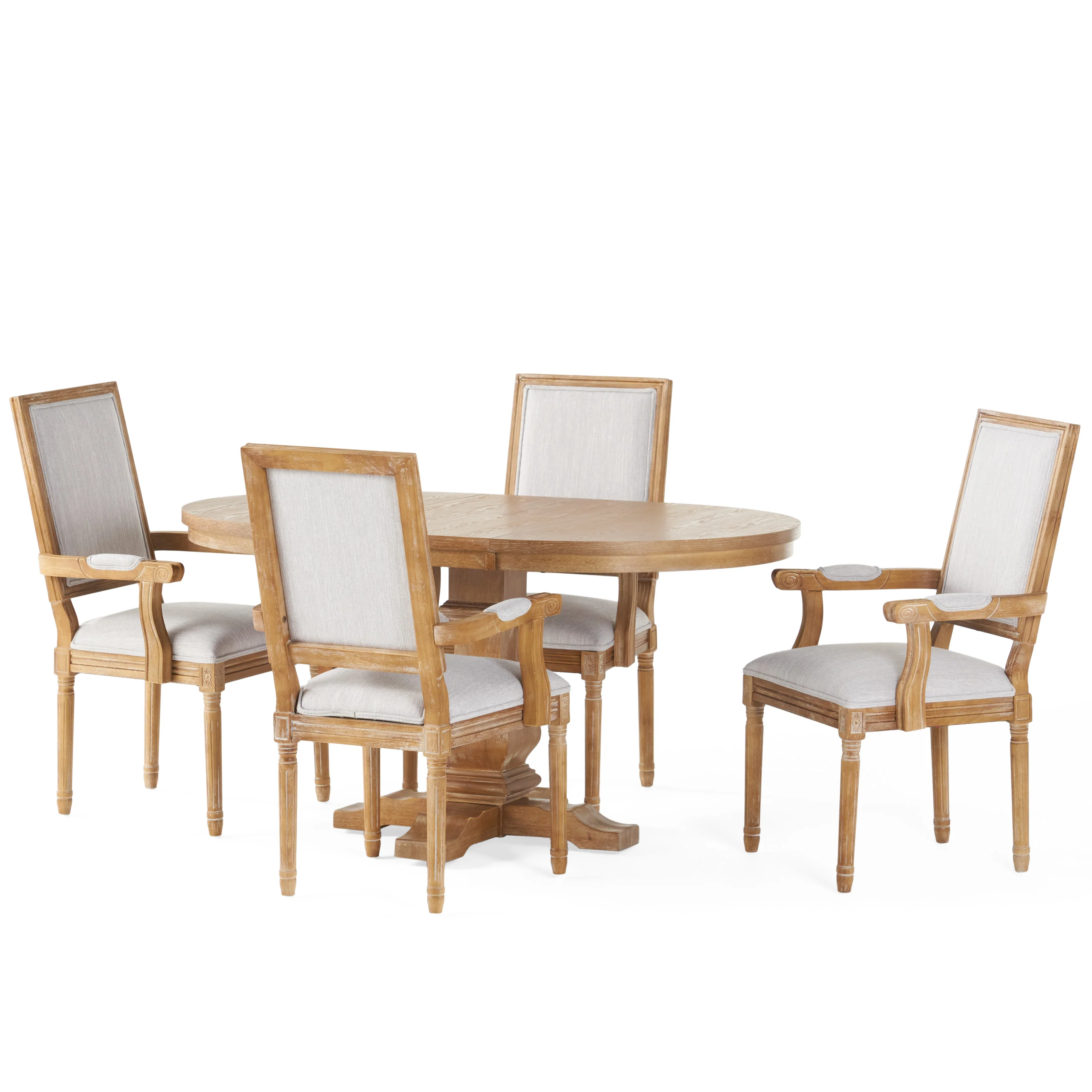 Ashlyn French Country Wood 5-Piece Expandable Dining Set - furnishings