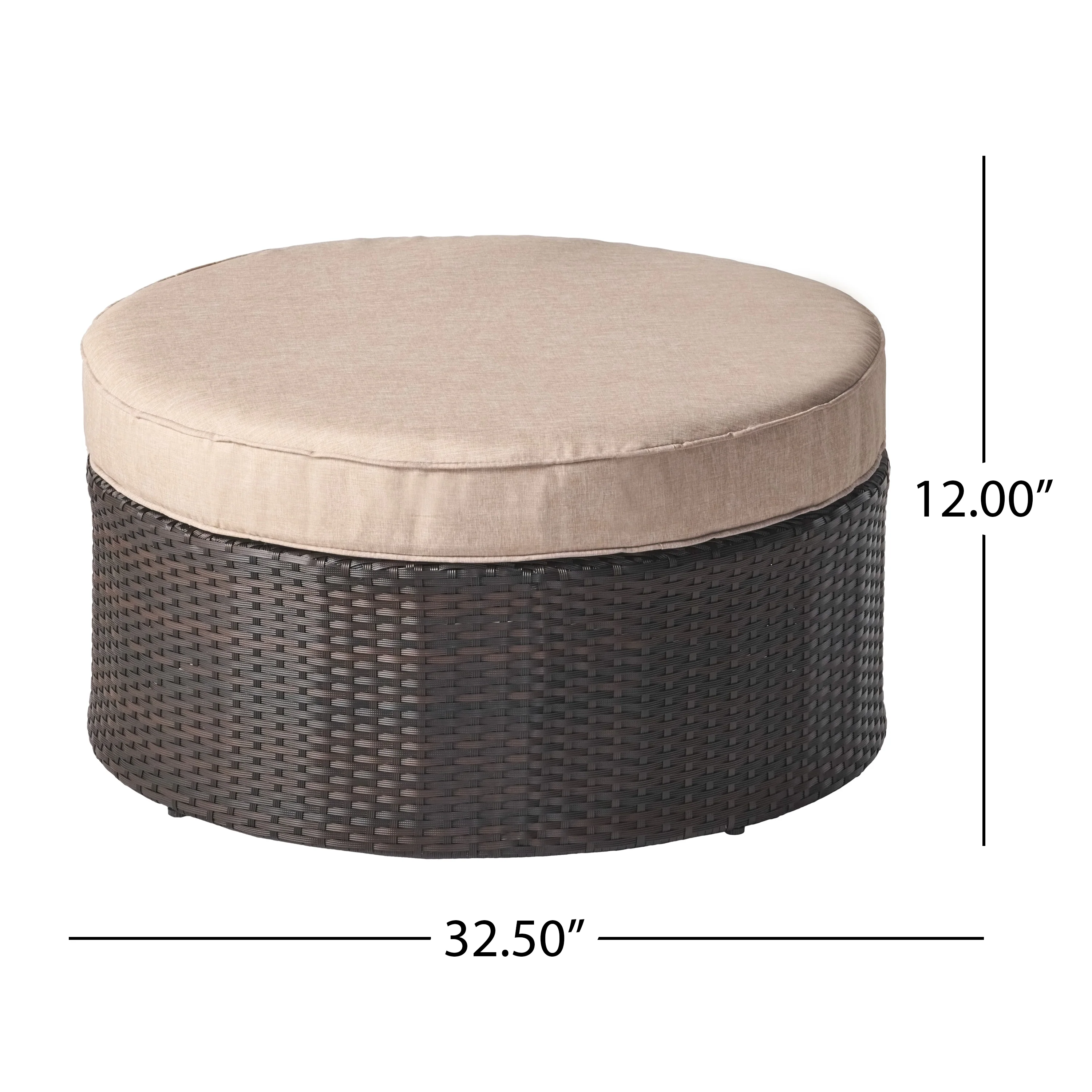 Boden Outdoor Wicker Ottoman with Cushion - furnishings