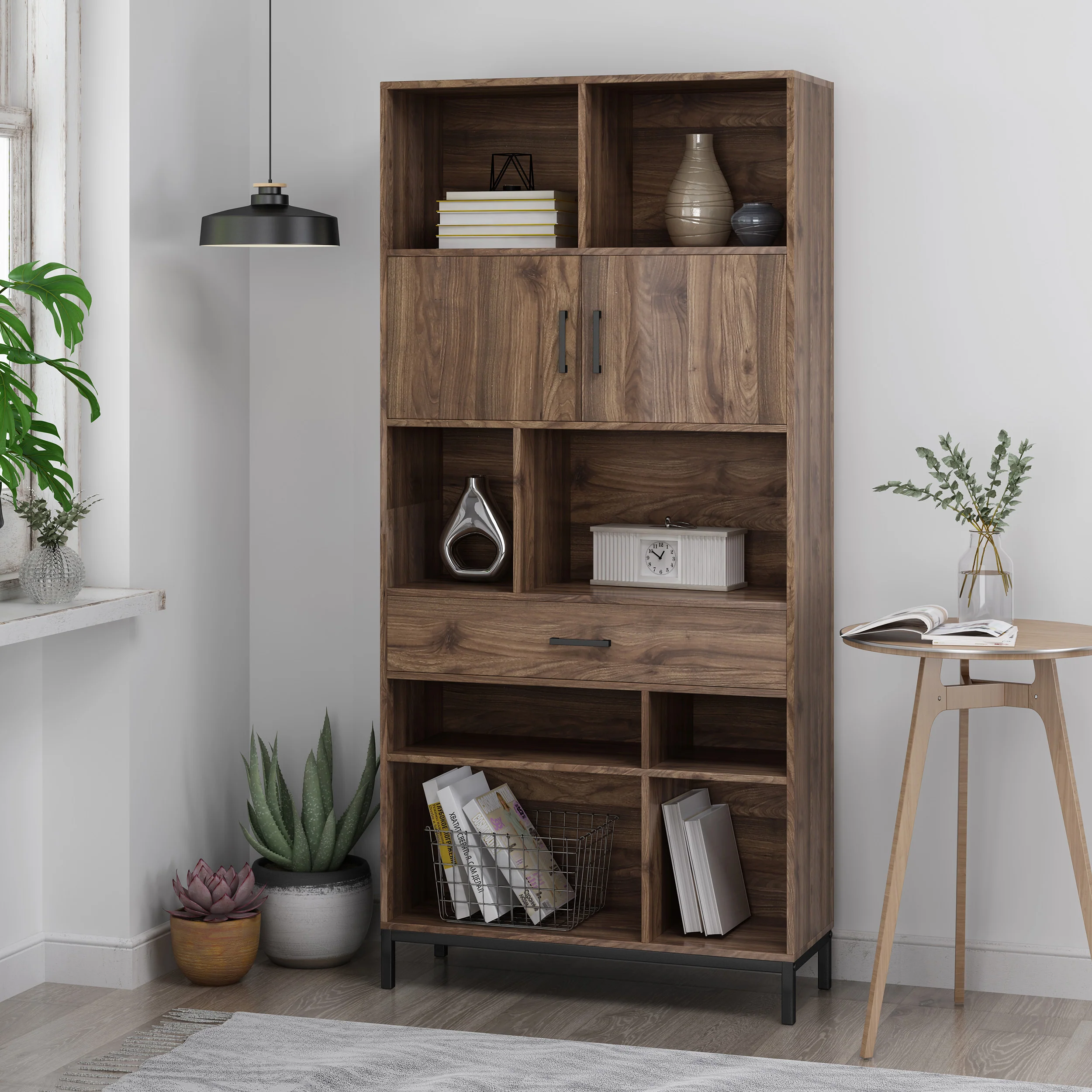 Elon Bookcase With Storage Cabinet & Drawer - furnishings