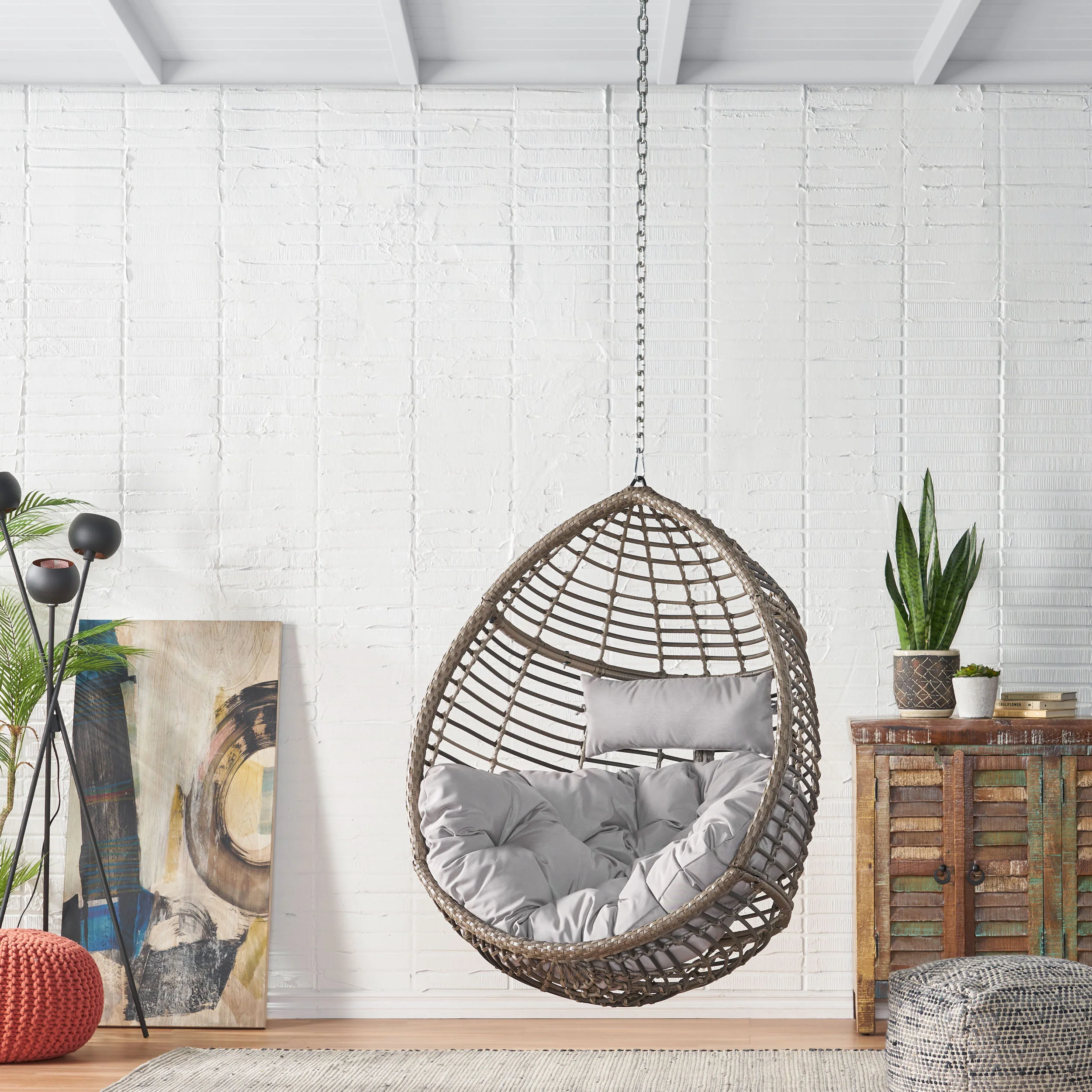 Hempstead Indoor/Outdoor Wicker Hanging Teardrop / Egg Chair (NO STAND) - furnishings