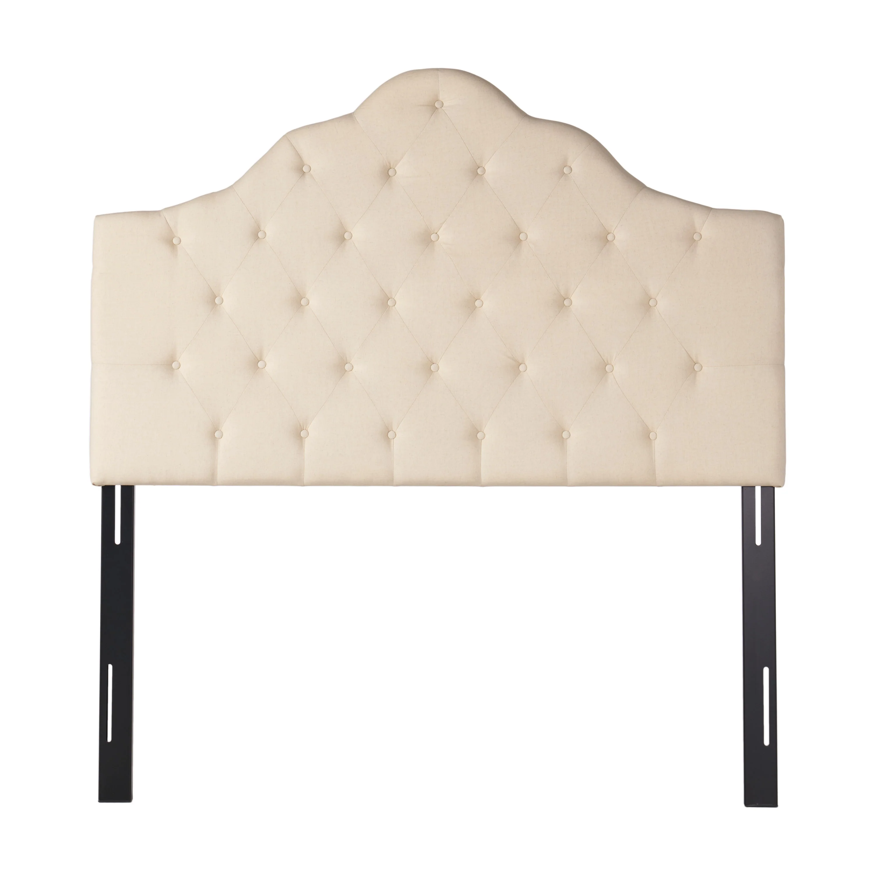 Orlban Contemporary Button Tufted Beige Fabric Queen/Full Headboard - furnishings