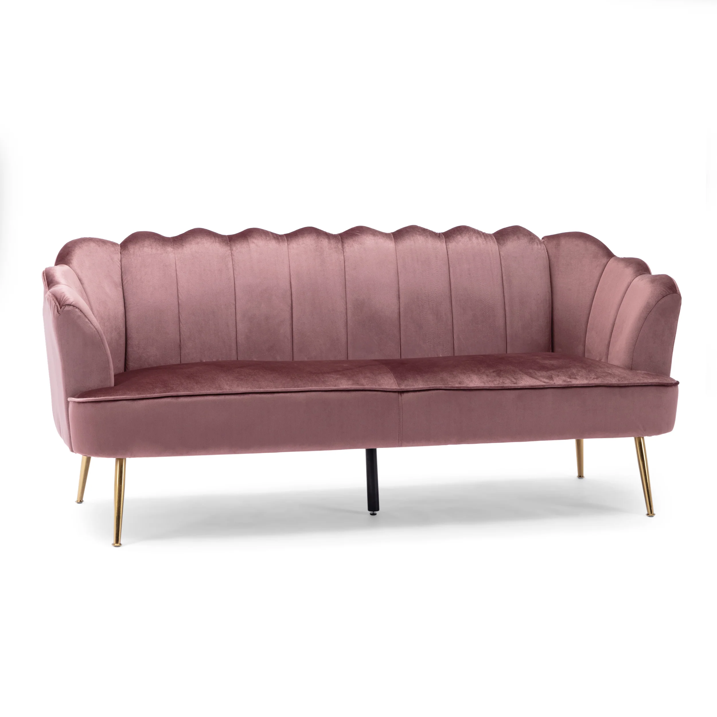 Ohnstad Modern Glam Velvet Channel Stitch 3 Seater Shell Sofa - furnishings