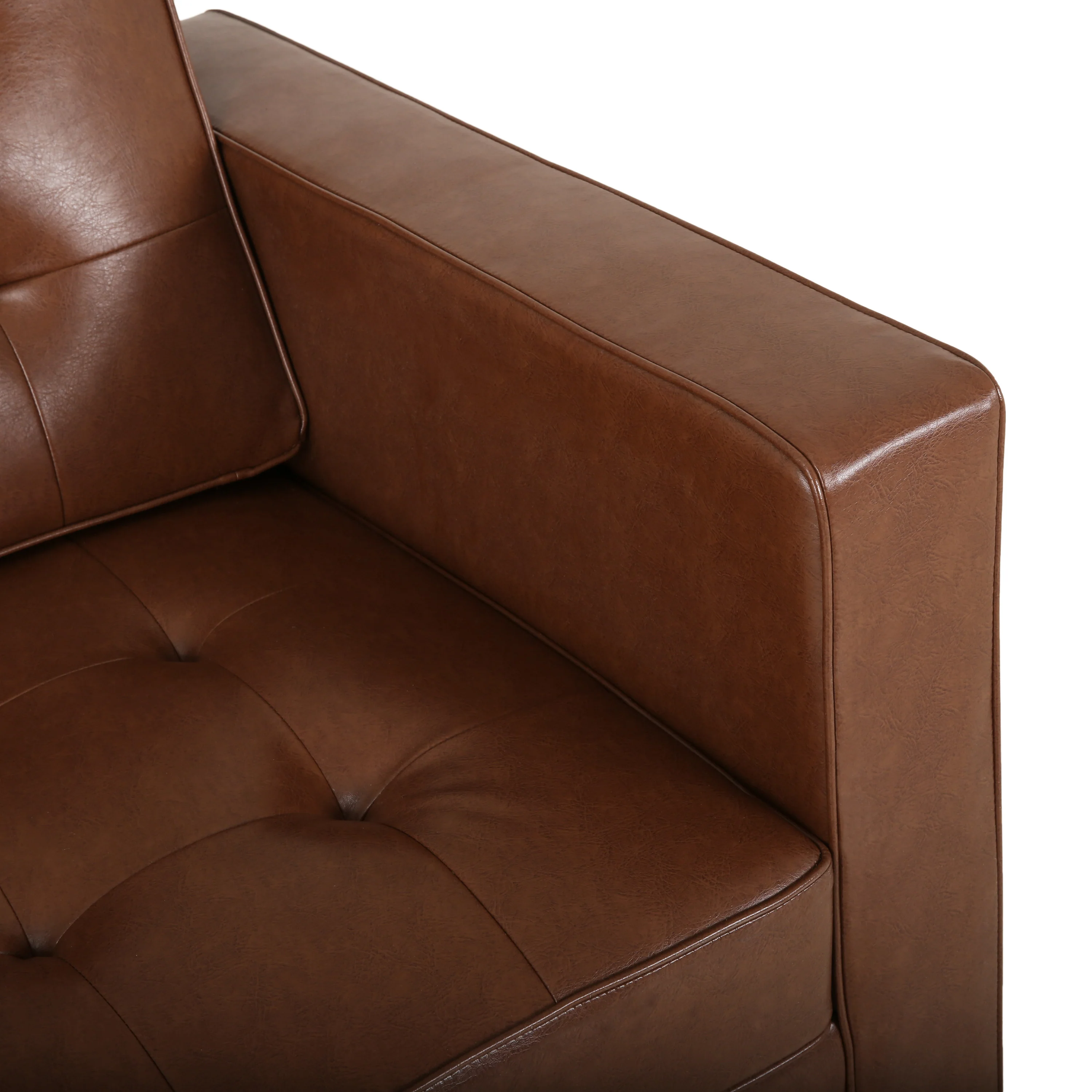 Goliath Contemporary Faux Leather Tufted 5 Seater Sectional Sofa Set - furnishings