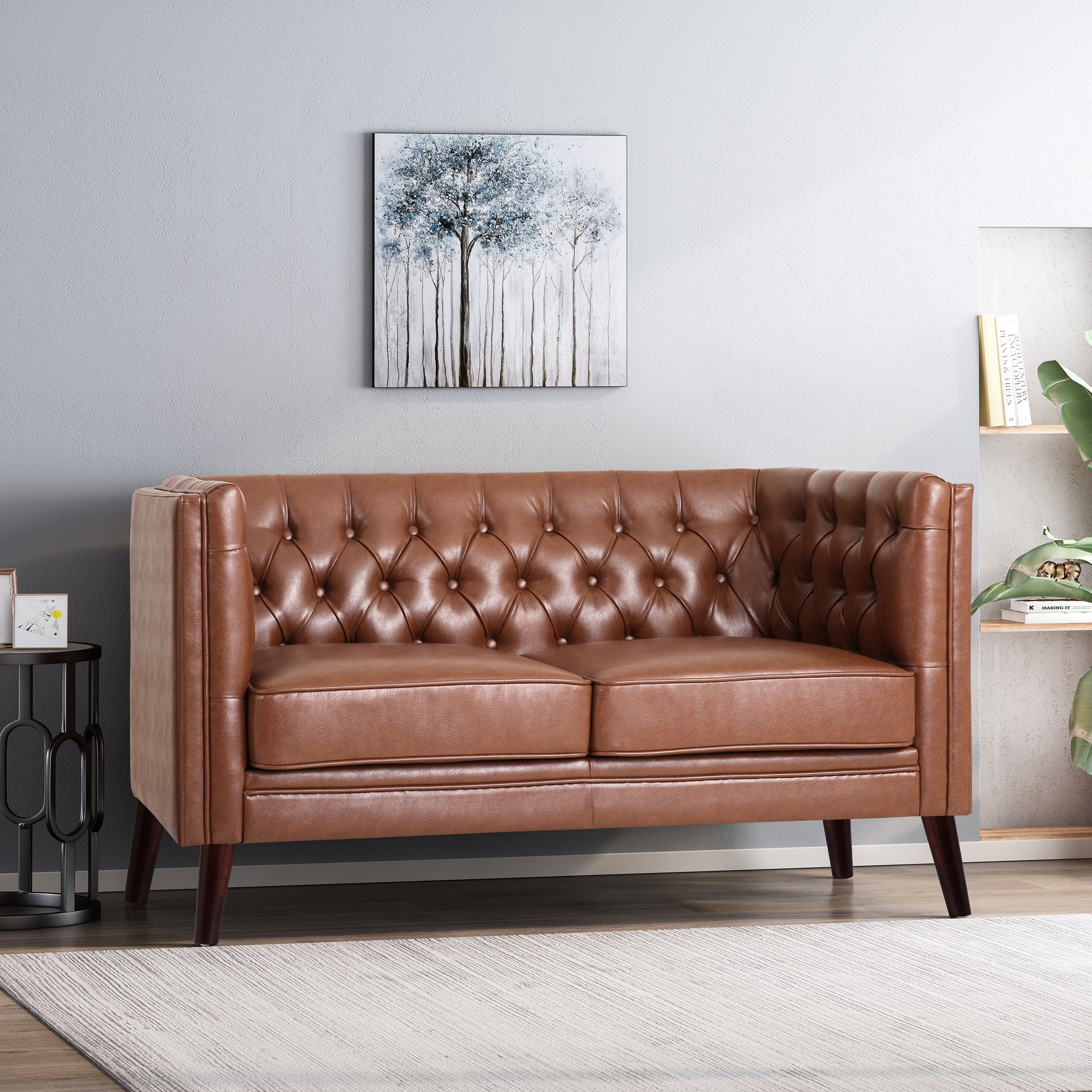 Henton Contemporary Upholstered Tufted Loveseat - furnishings