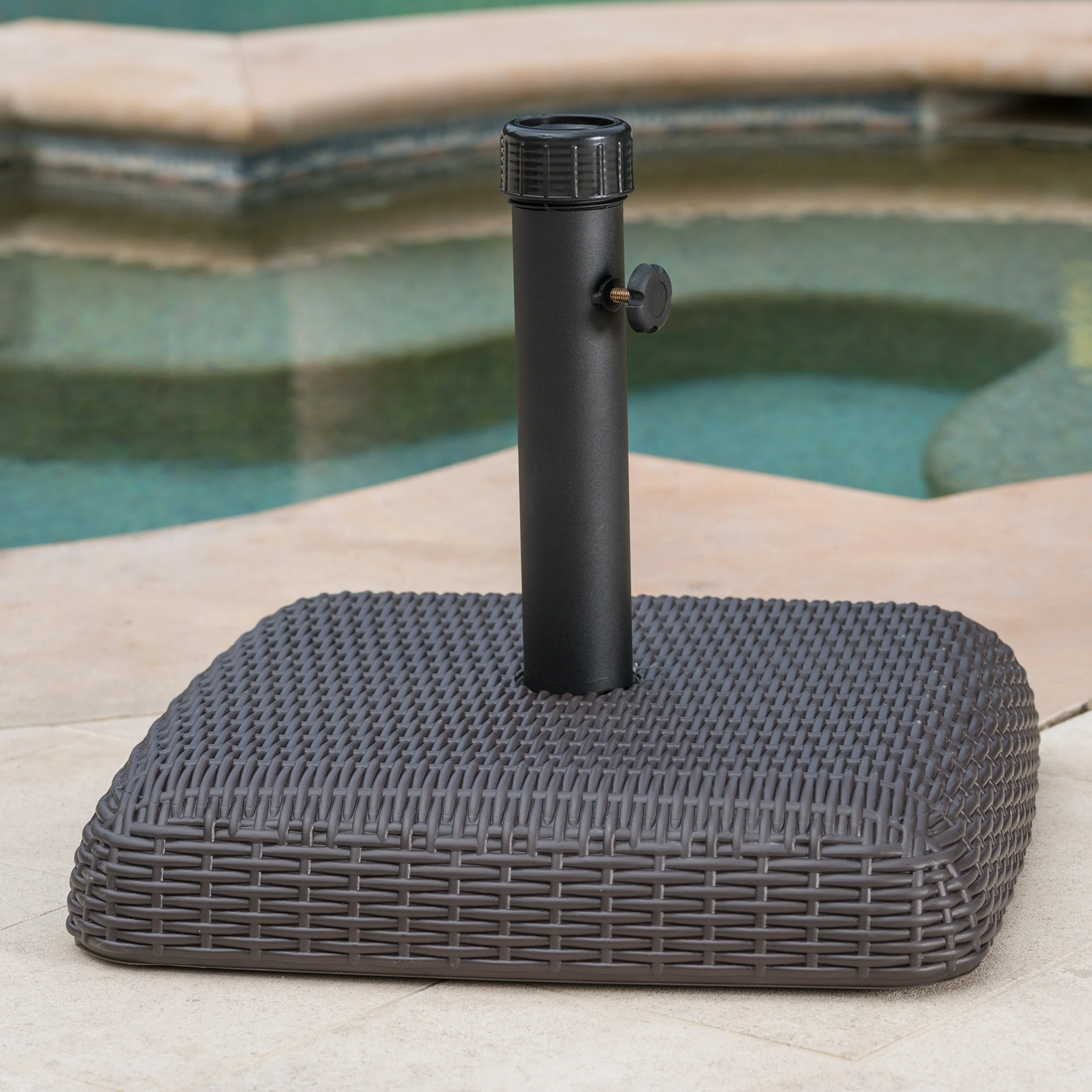 Belmont 66lbs Brown Resin and Iron Square Umbrella Base - furnishings