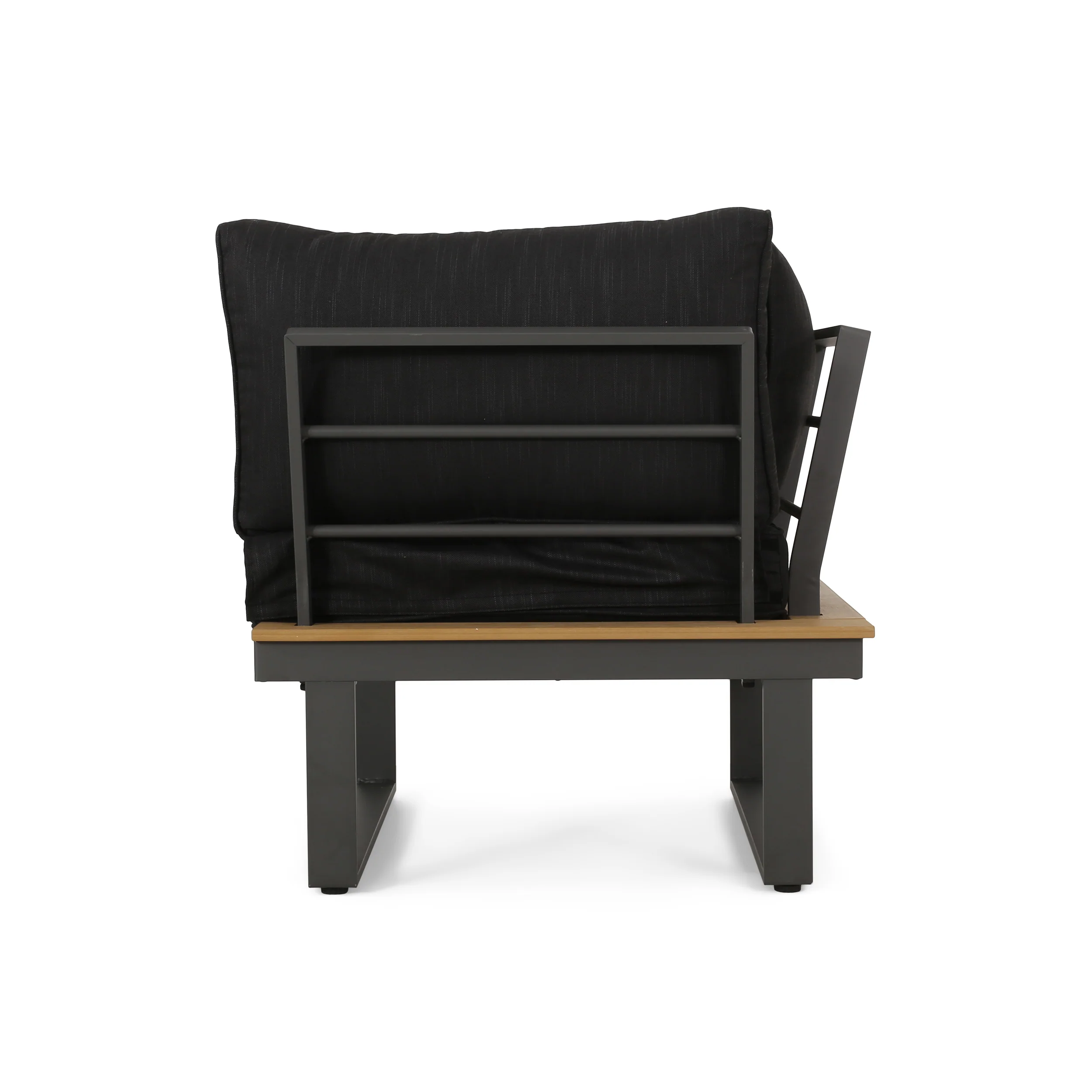 Johana Outdoor Aluminum V-Shaped 5 Seater Sofa Set with Cushions - furnishings