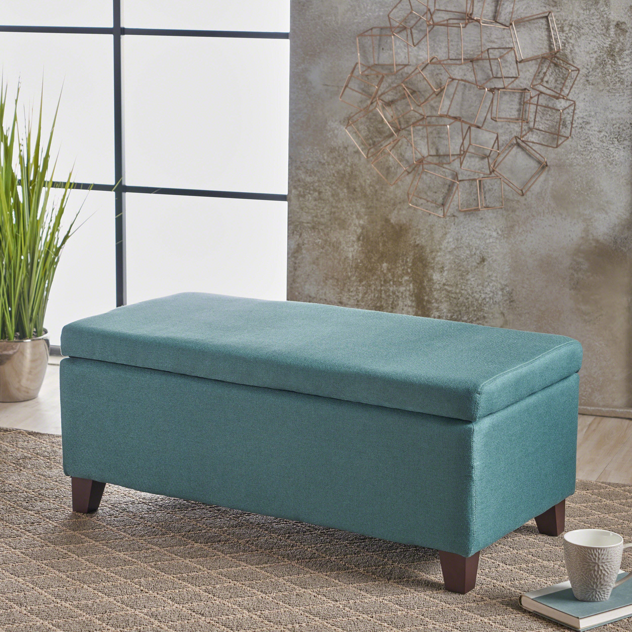 Brianna Rectangle Fabric Storage Ottoman Bench - furnishings