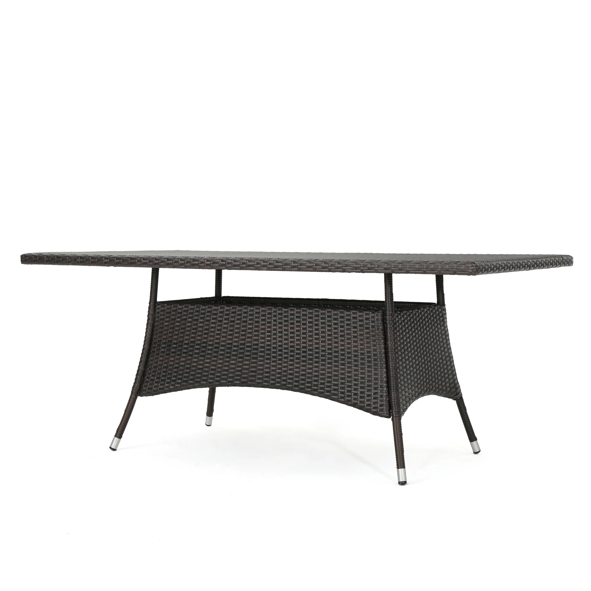 Clayton Outdoor 7 Piece Multi-Brown Wicker Dining Set with Metal Tipped Legs - furnishings