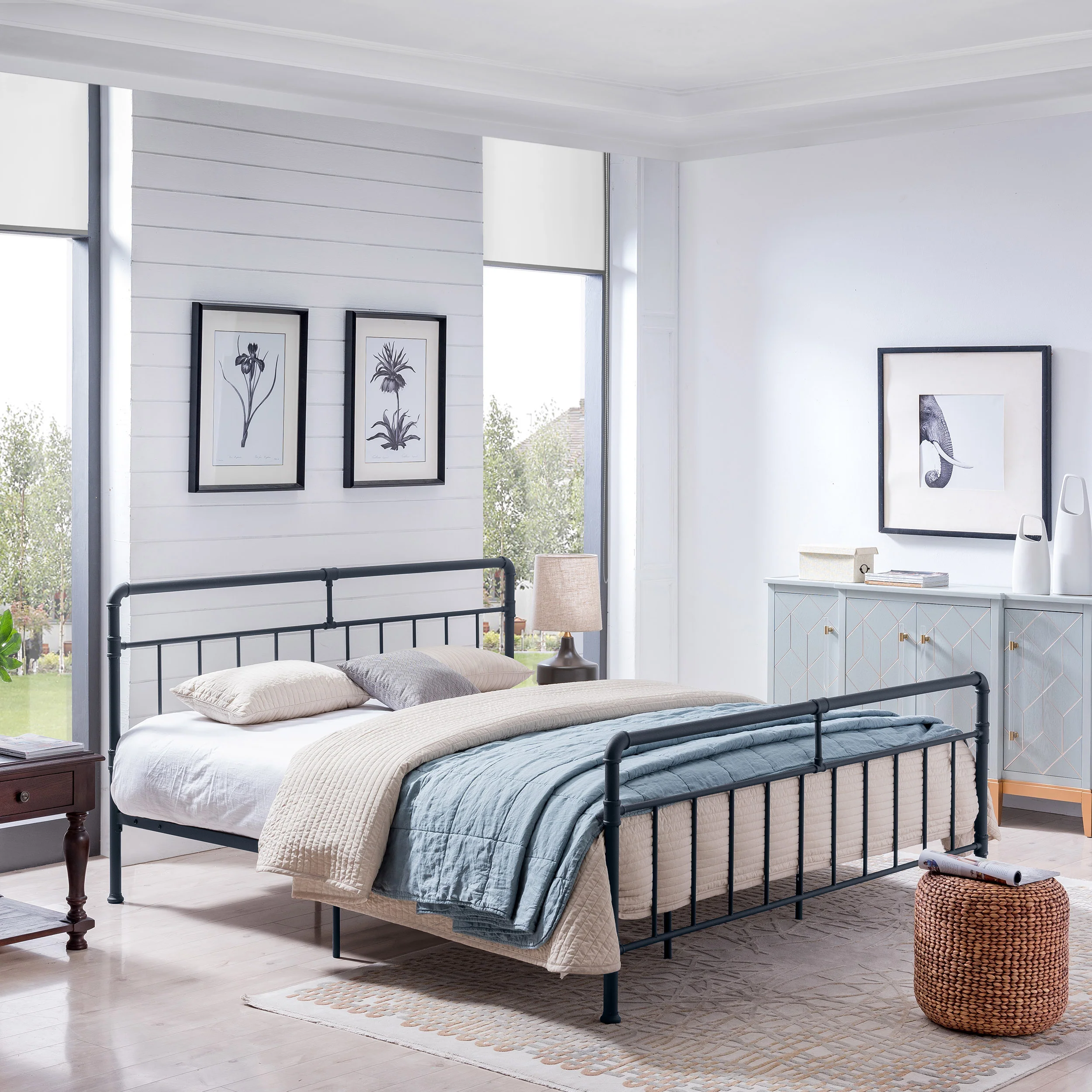Sally Queen-Size Iron Bed Frame, Minimal, Industrial - furnishings