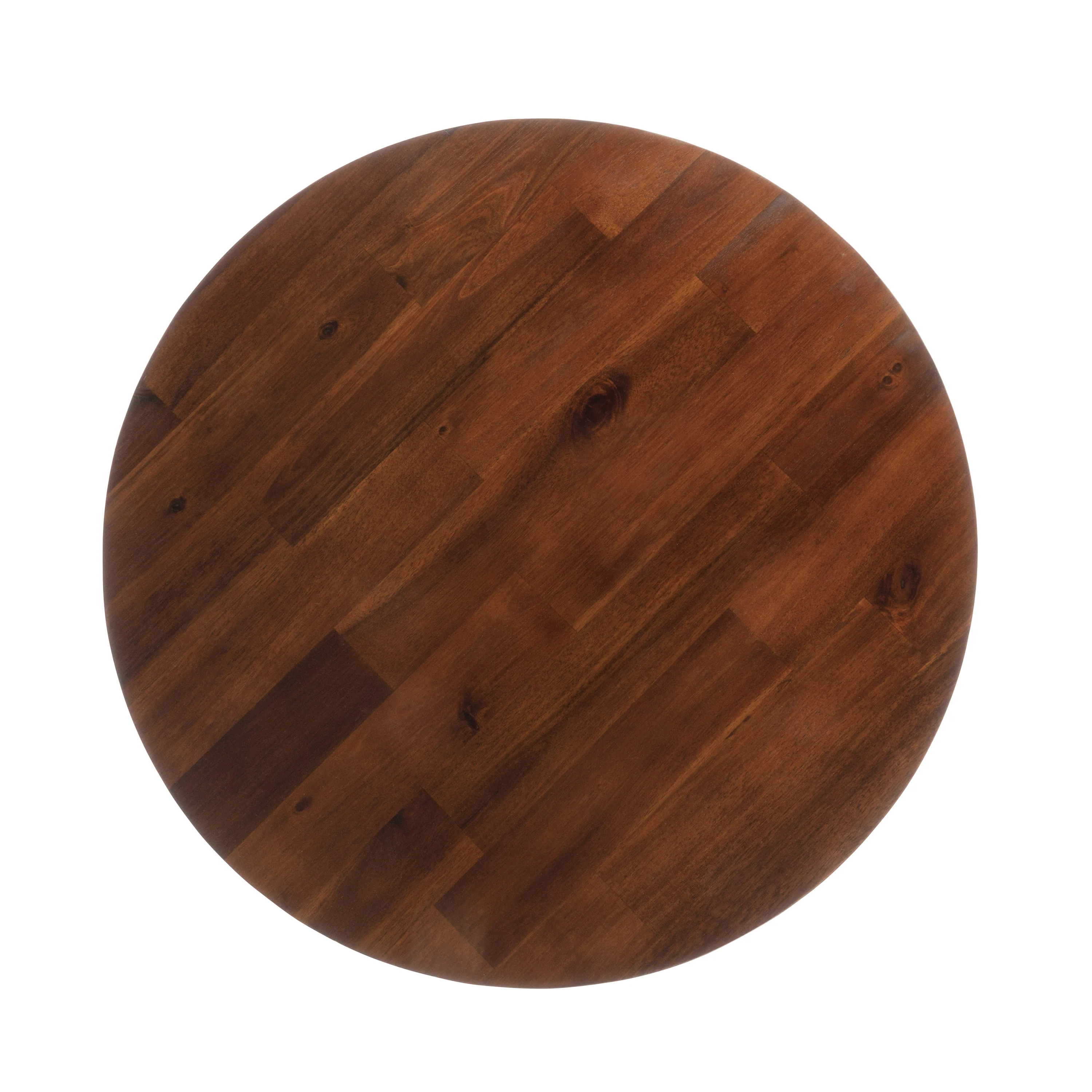 Tanzania Rustic Round Mahogany Acacia Wood End Table with Criss Cross Legs - furnishings