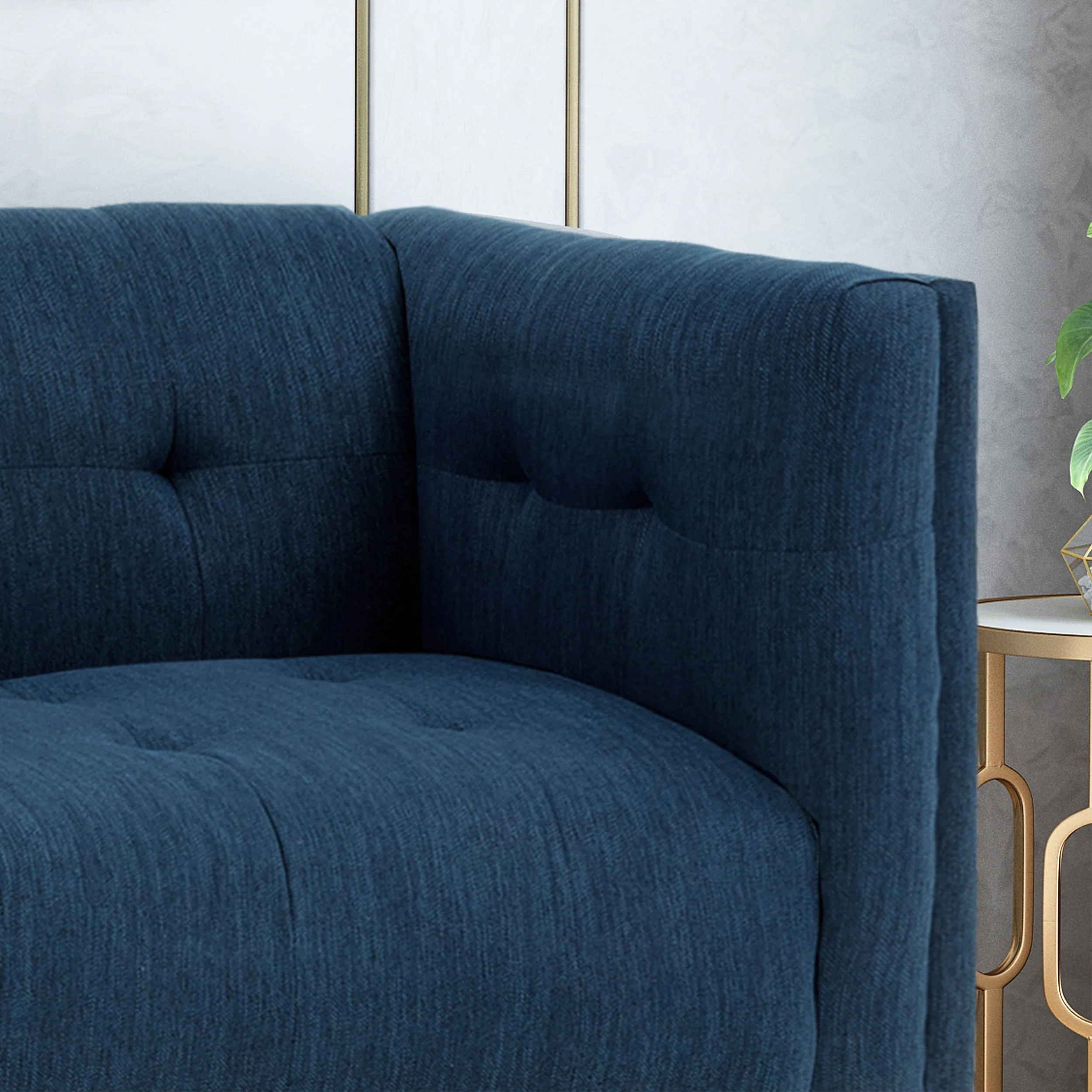 Kennedii Mid-Century Modern Fabric Upholstered Tufted 3 Seater Sofa - furnishings