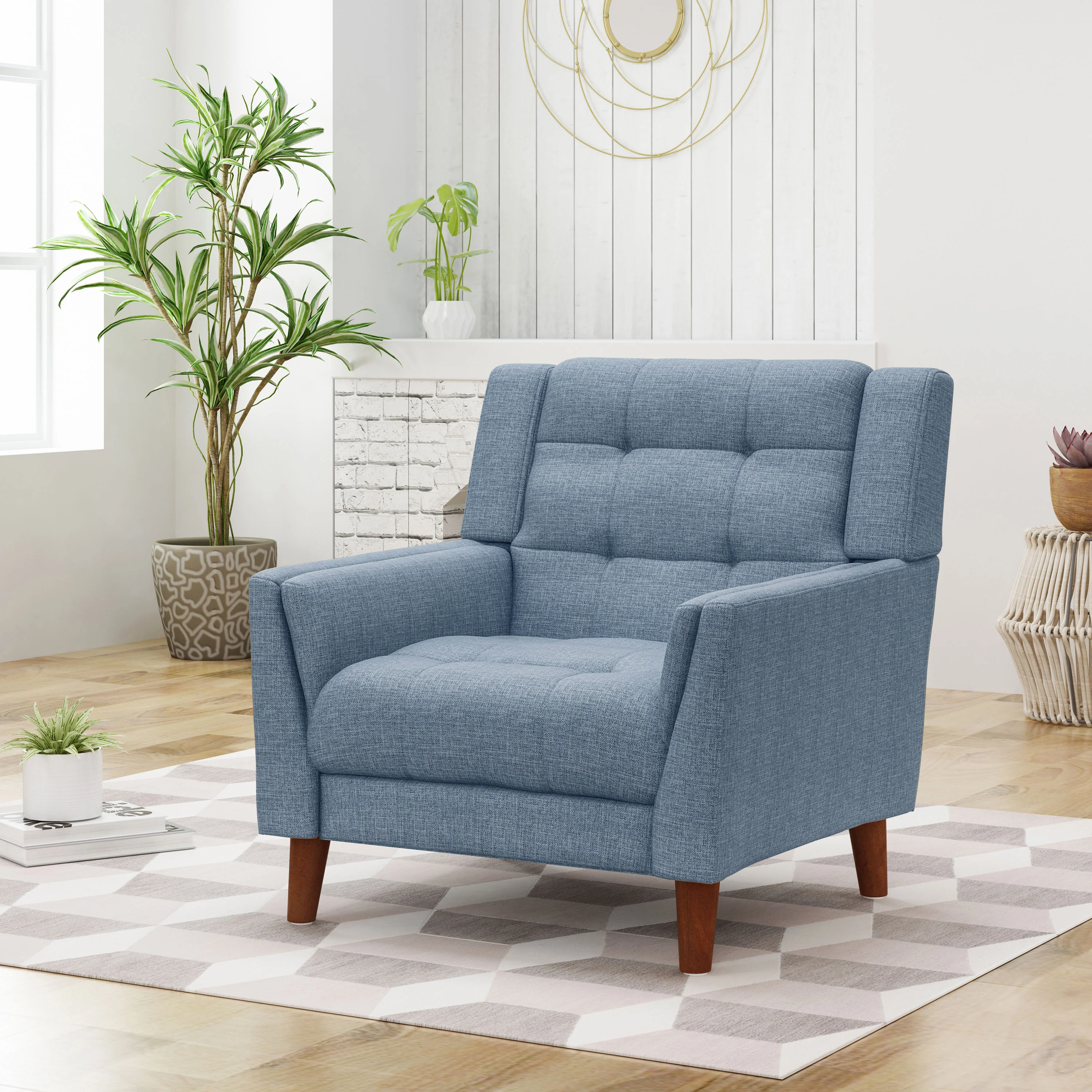 Anvith Mid Century Modern Fabric Arm Chair - furnishings